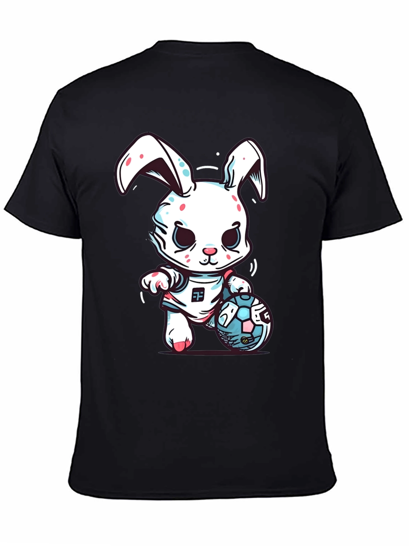 Bunny Soccer T-Shirt - Black Cotton Blend