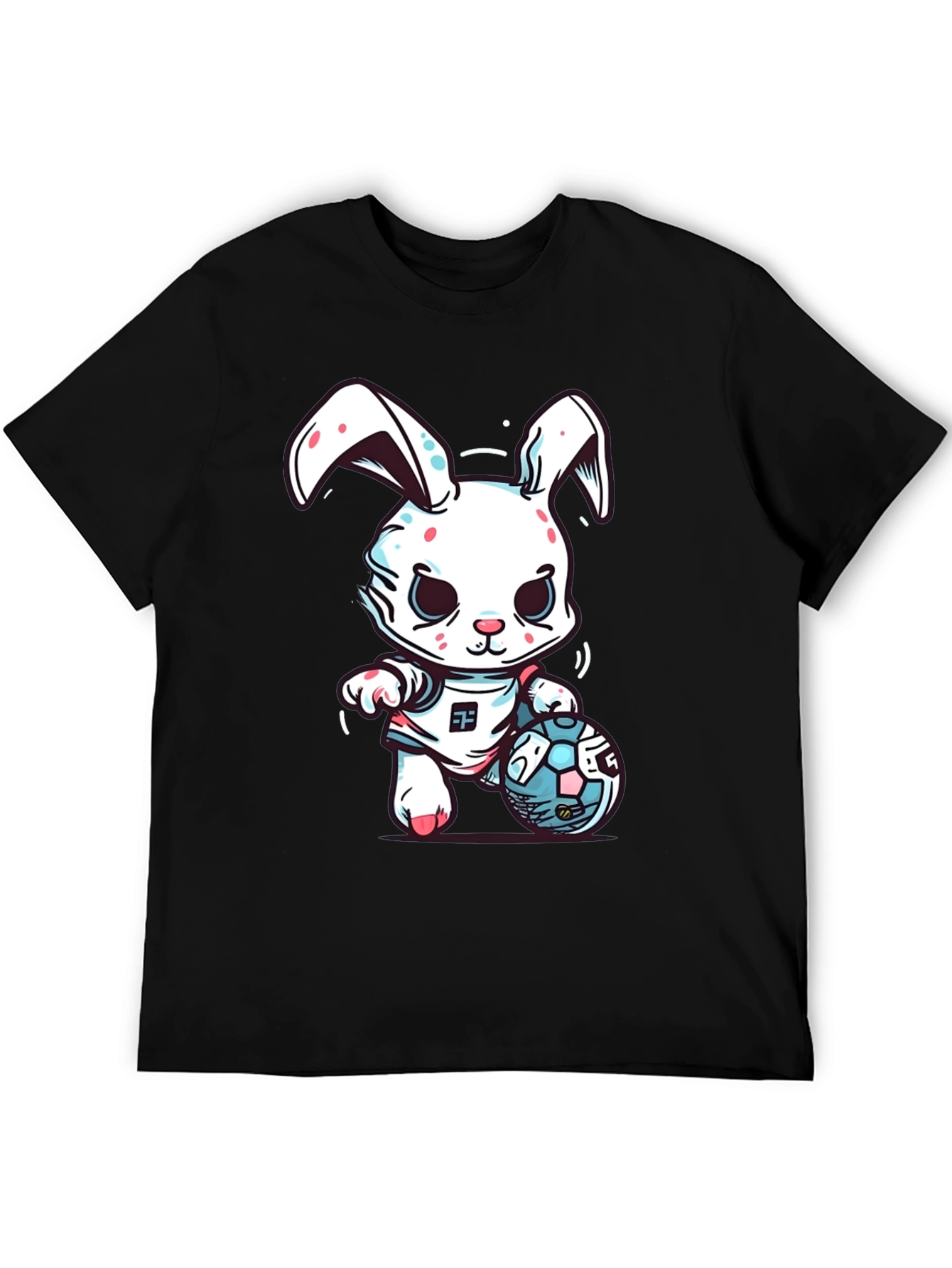 Bunny Soccer T-Shirt - Black Cotton Blend