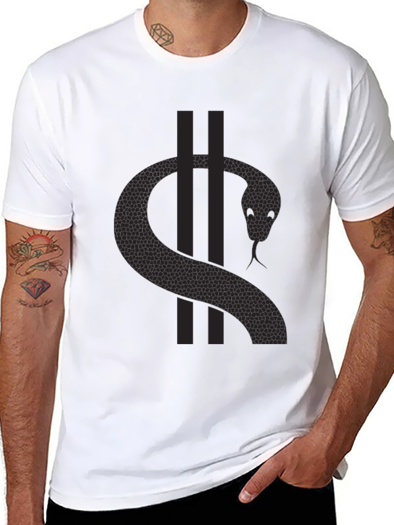 Mens Snake Dollar Sign Graphic T-Shirt