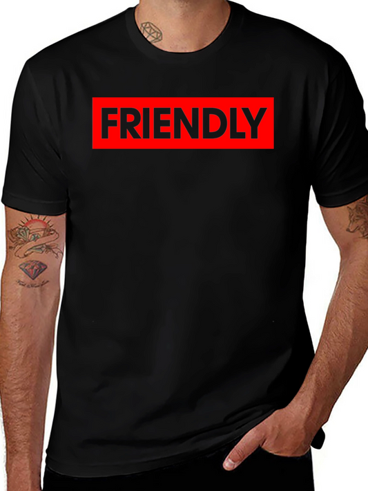 Friendly Graphic Tee - Red & Black Casual Shirt
