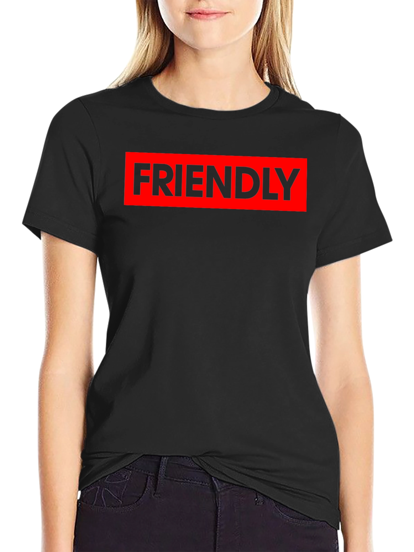 Friendly Graphic Tee - Red & Black Casual Shirt