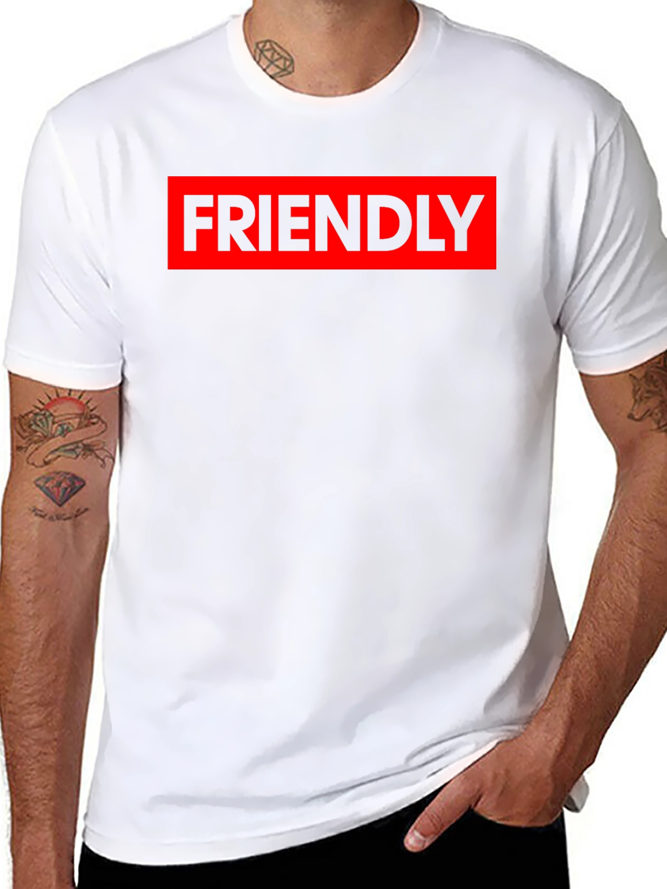 Friendly Graphic Tee - Red & Black Casual Shirt