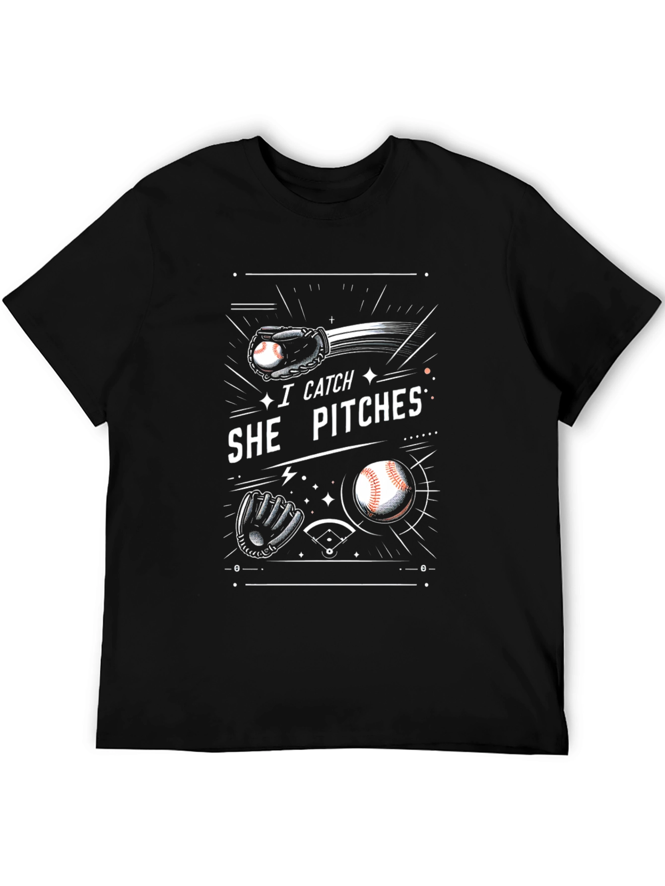 I Catch She Pitches Baseball T-Shirt