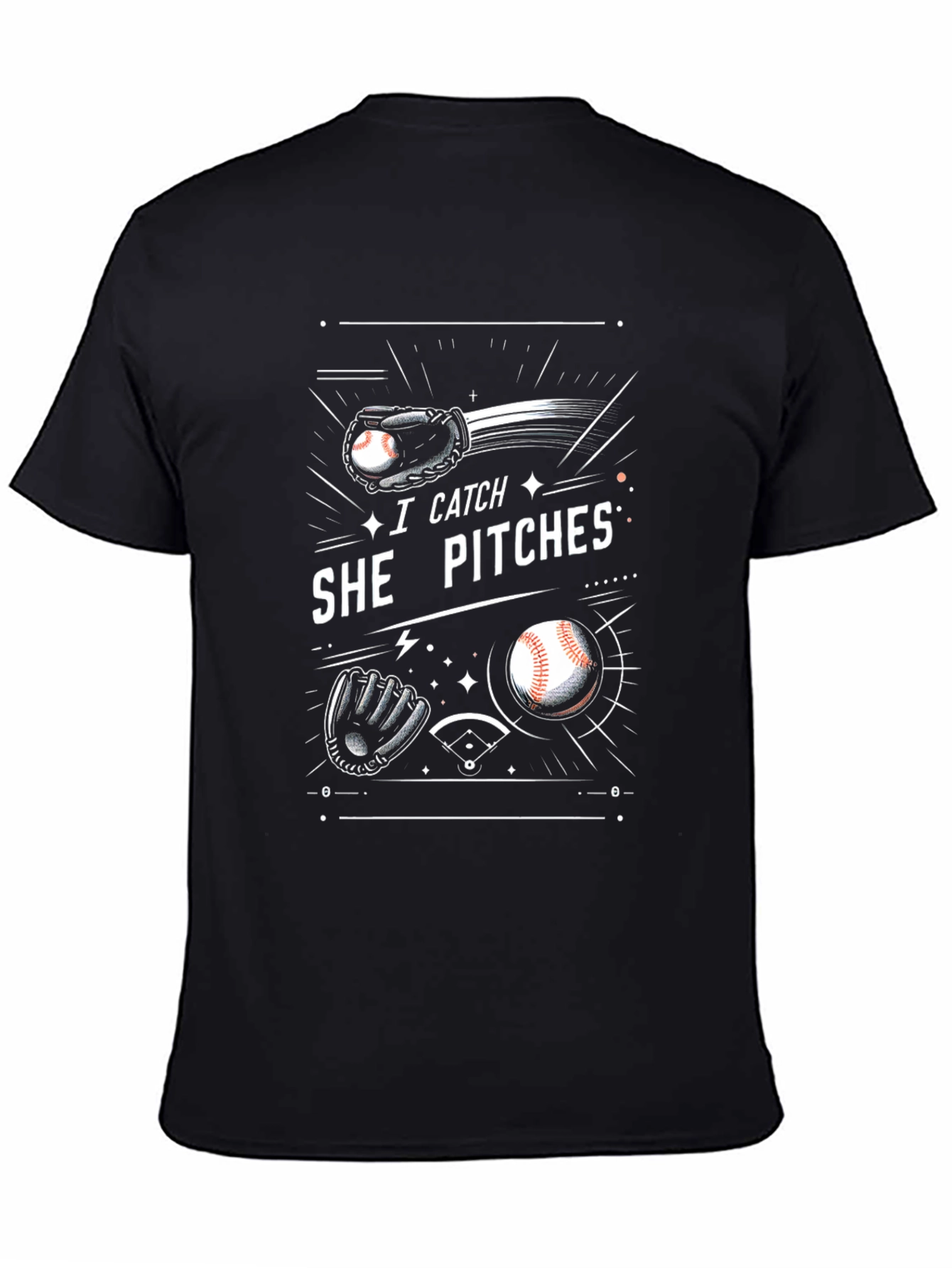 I Catch She Pitches Baseball T-Shirt