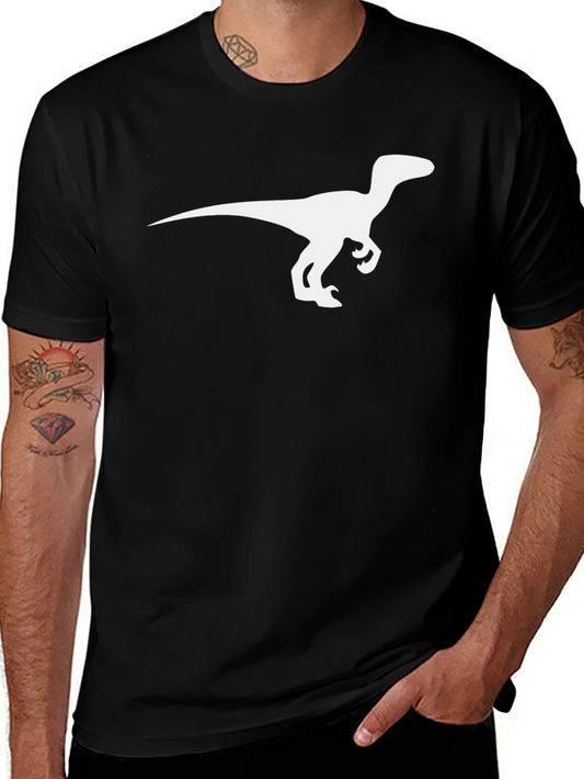 Dinosaur Raptor Graphic Tee - Cool Black T-Shirt