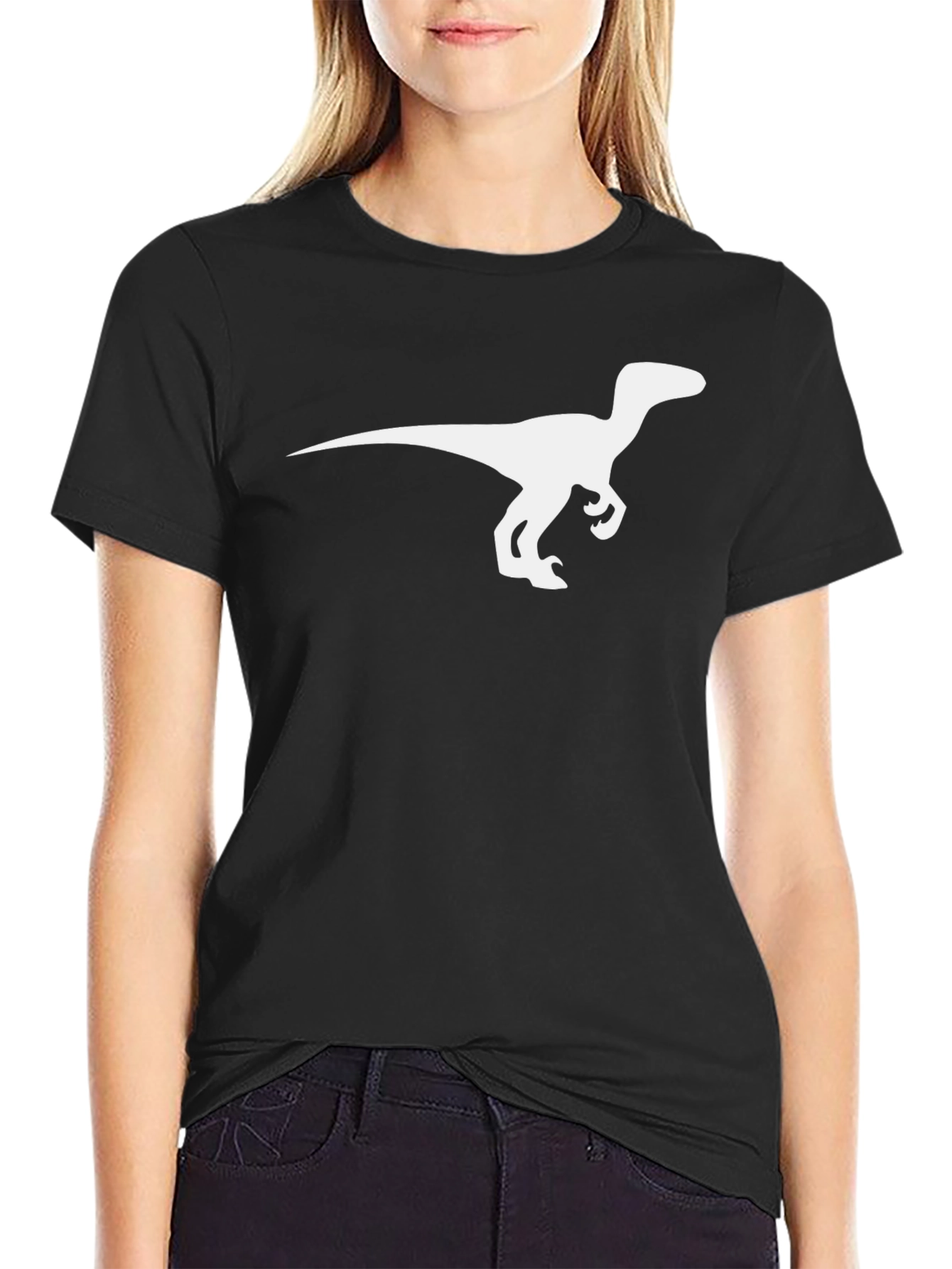 Dinosaur Raptor Graphic Tee - Cool Black T-Shirt