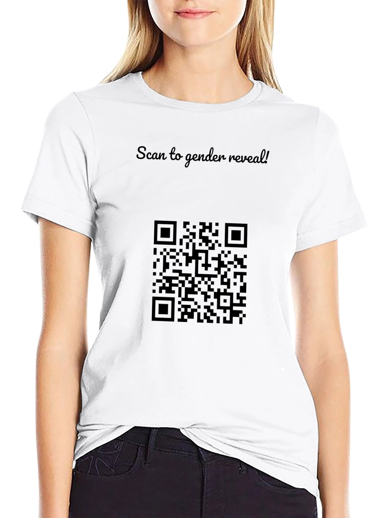 Gender Reveal QR Code Black T-Shirt