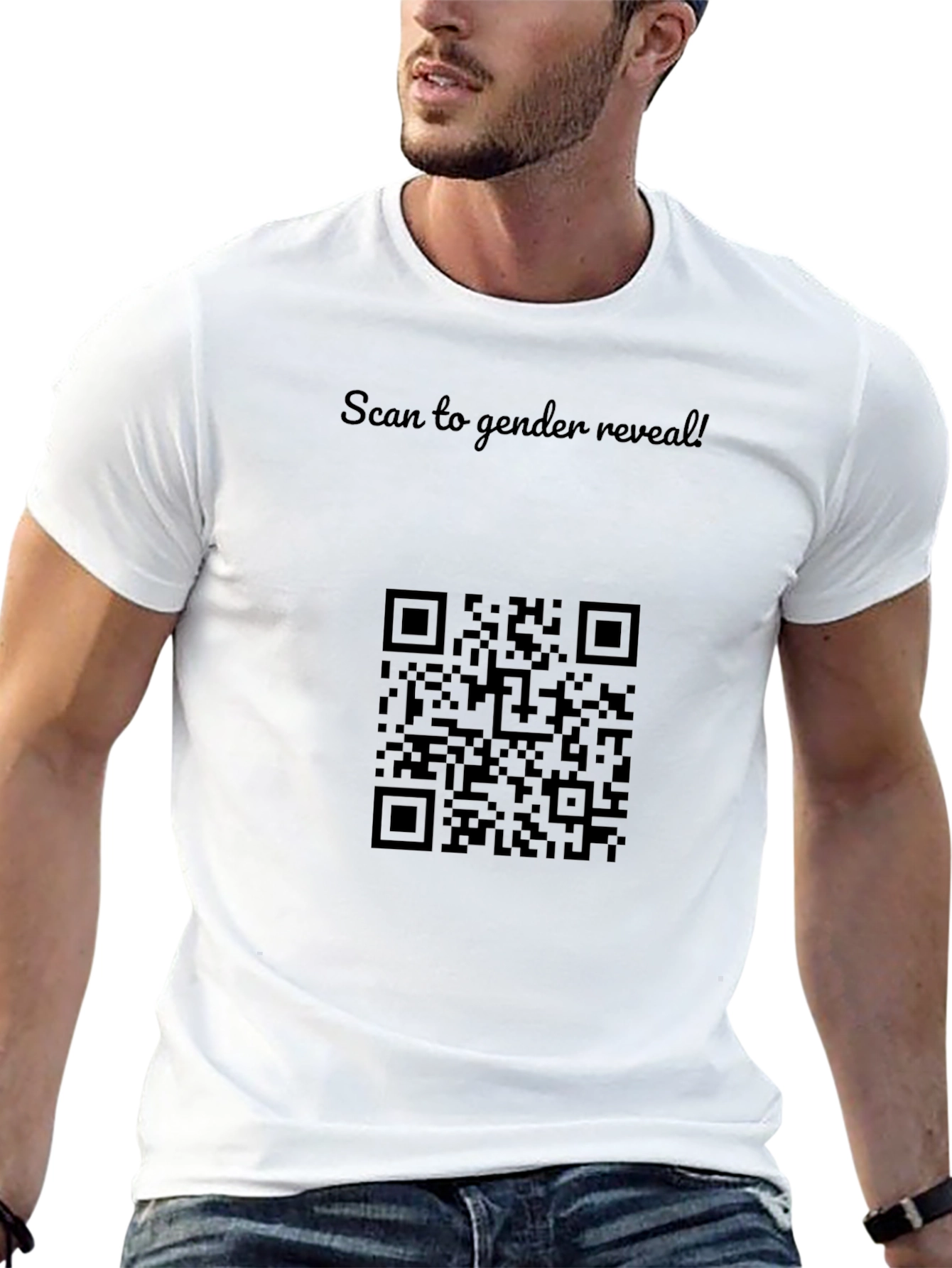 Gender Reveal QR Code Black T-Shirt