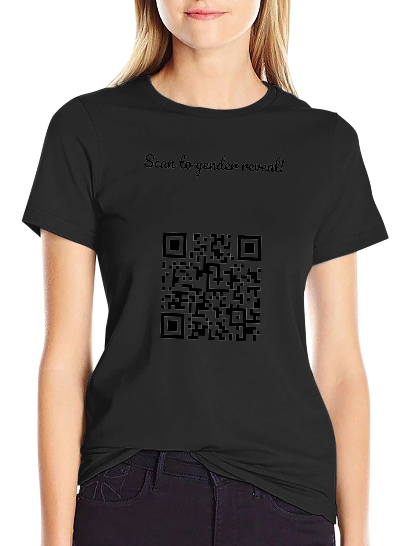 Gender Reveal QR Code Black T-Shirt
