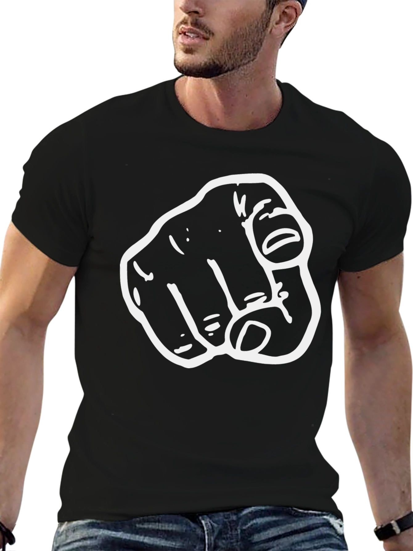 Pointing Finger Graphic Black T-Shirt