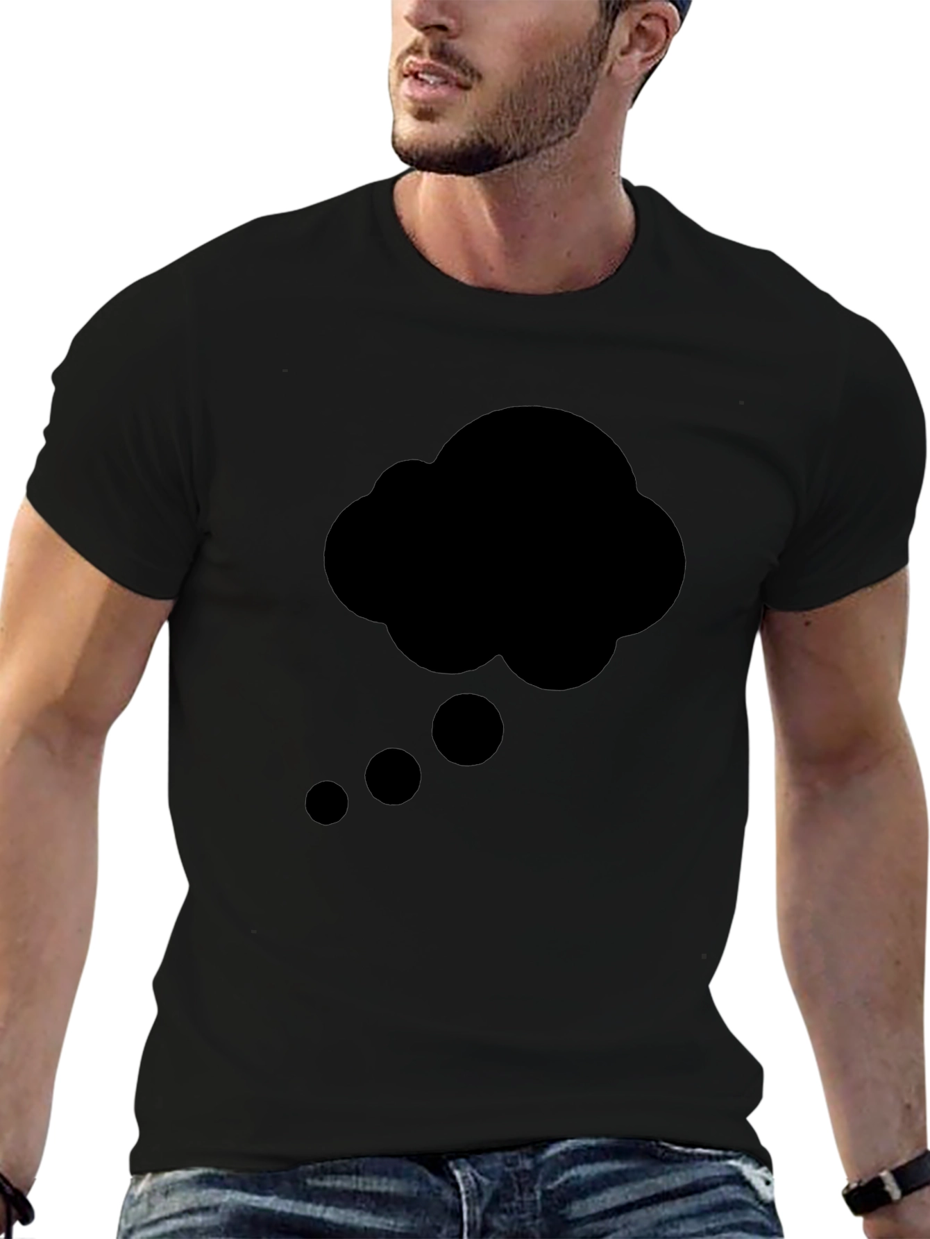 Thinking Cloud Graphic Tee - Black Cotton T-Shirt