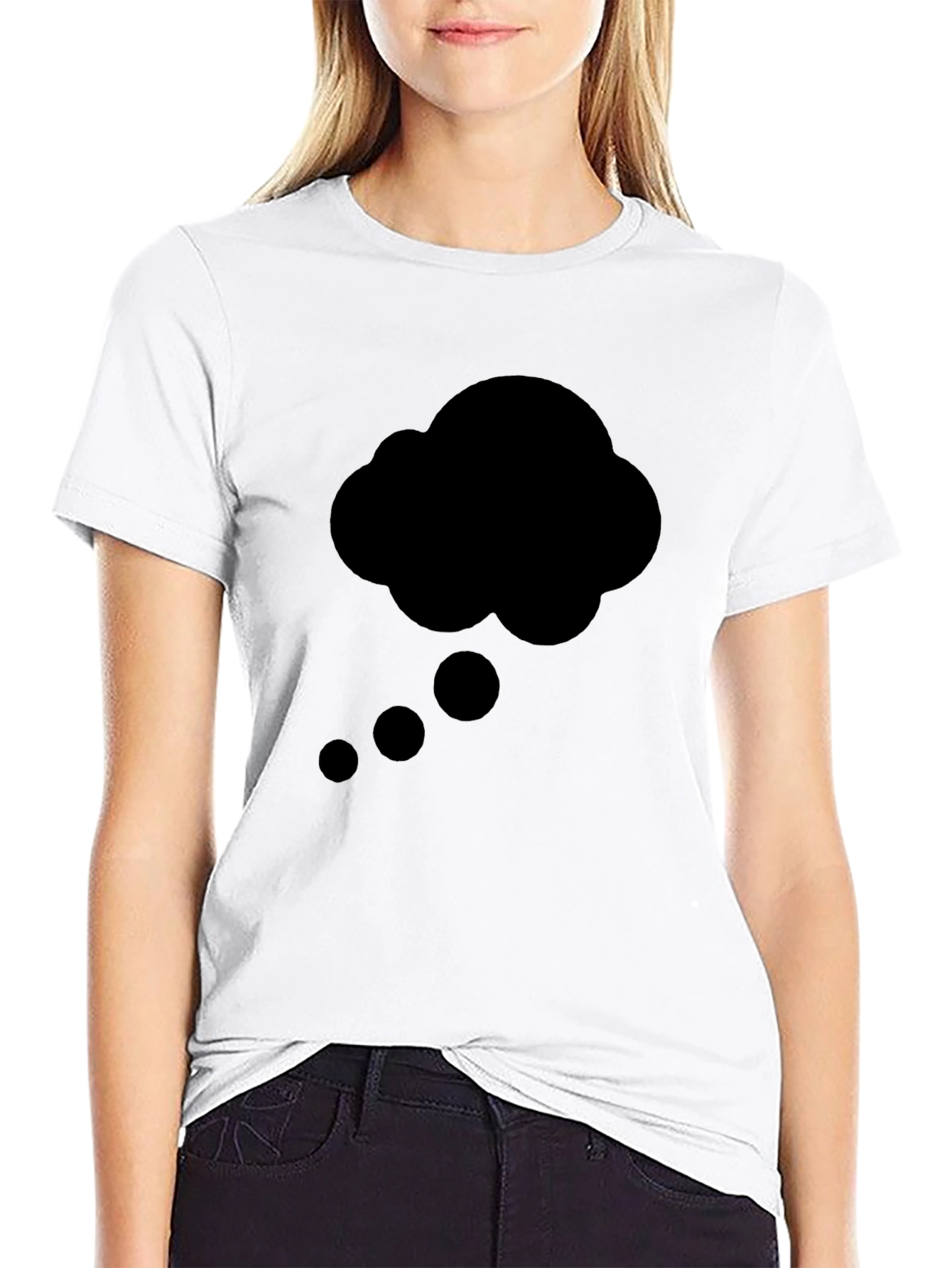 Thinking Cloud Graphic Tee - Black Cotton T-Shirt