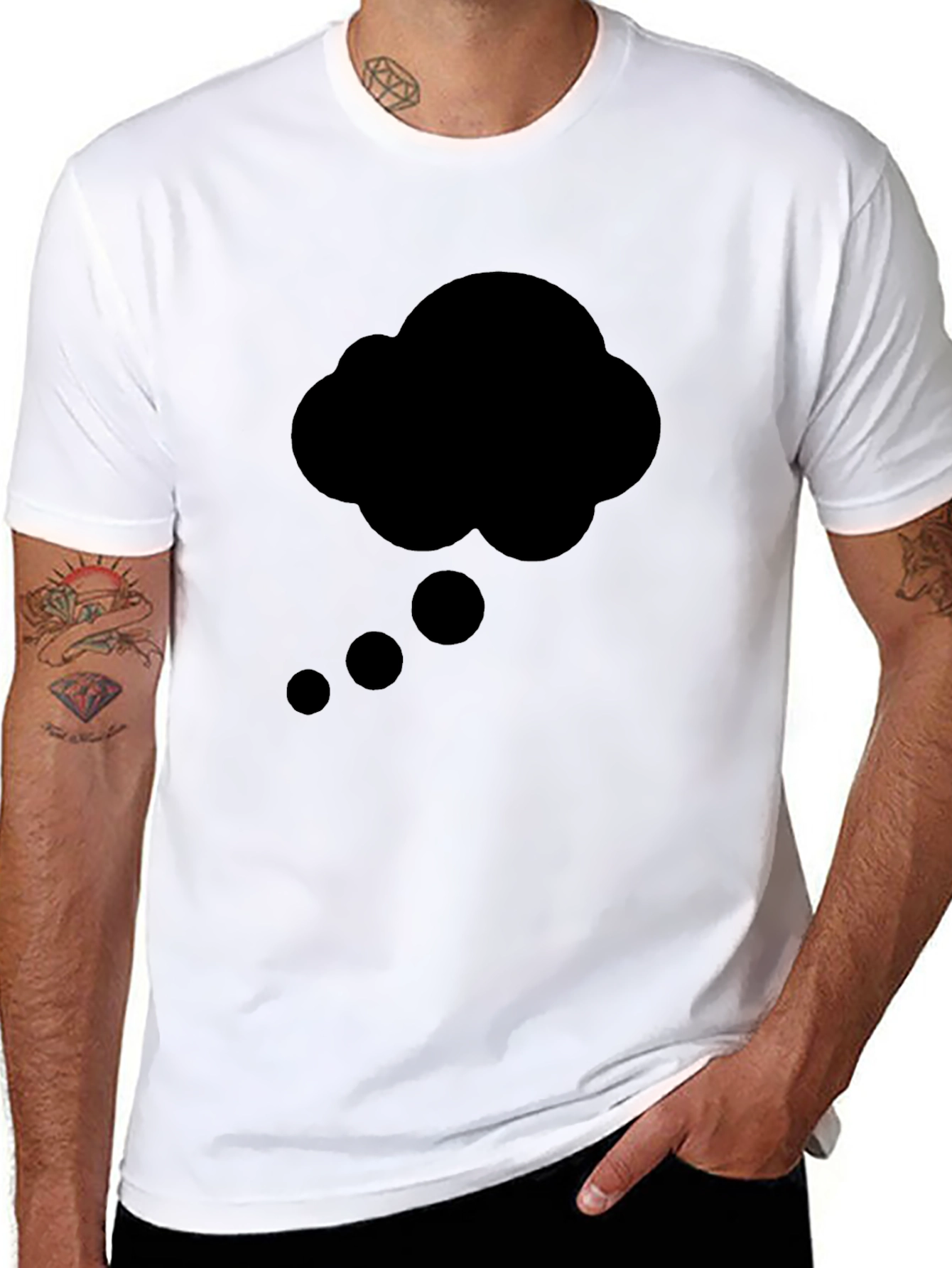 Thinking Cloud Graphic Tee - Black Cotton T-Shirt