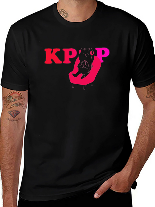 KPOP Cat Gamer Black T-Shirt