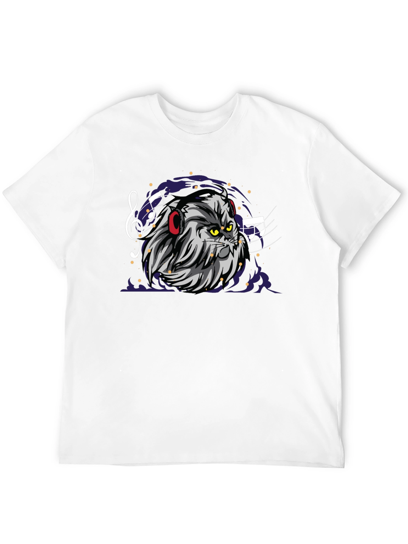 Cat DJ Graphic Tee - Mens Black Cotton T-Shirt