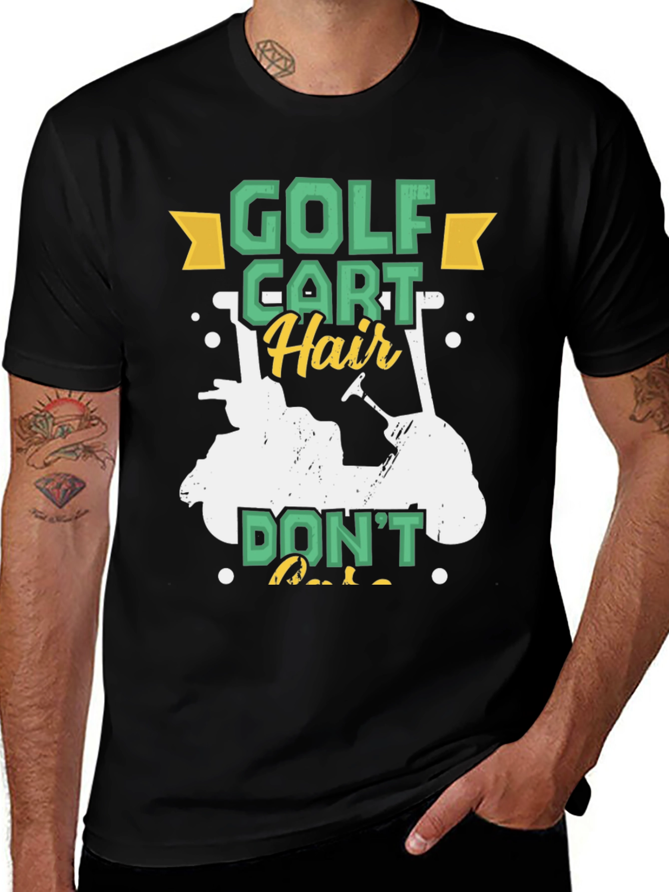 Golf Cart Hair T-Shirt - Funny Golfing Tee