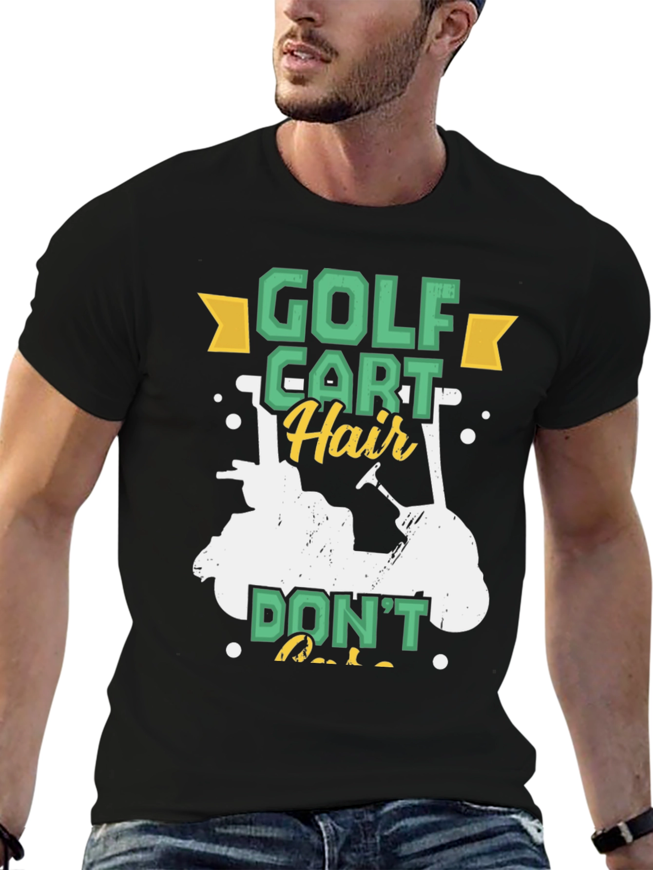 Golf Cart Hair T-Shirt - Funny Golfing Tee