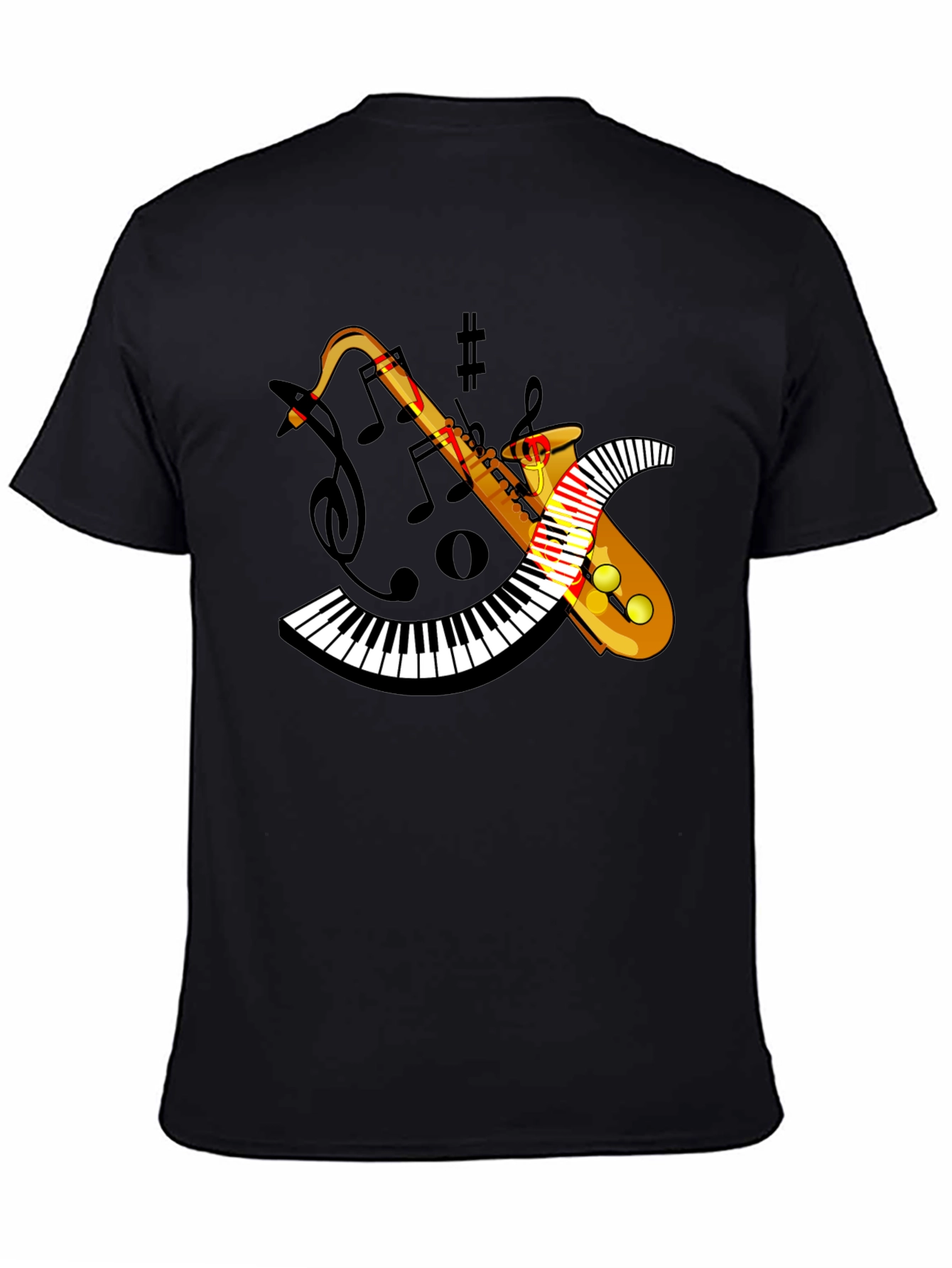 Saxophone Keyboard Graphic Black Tee