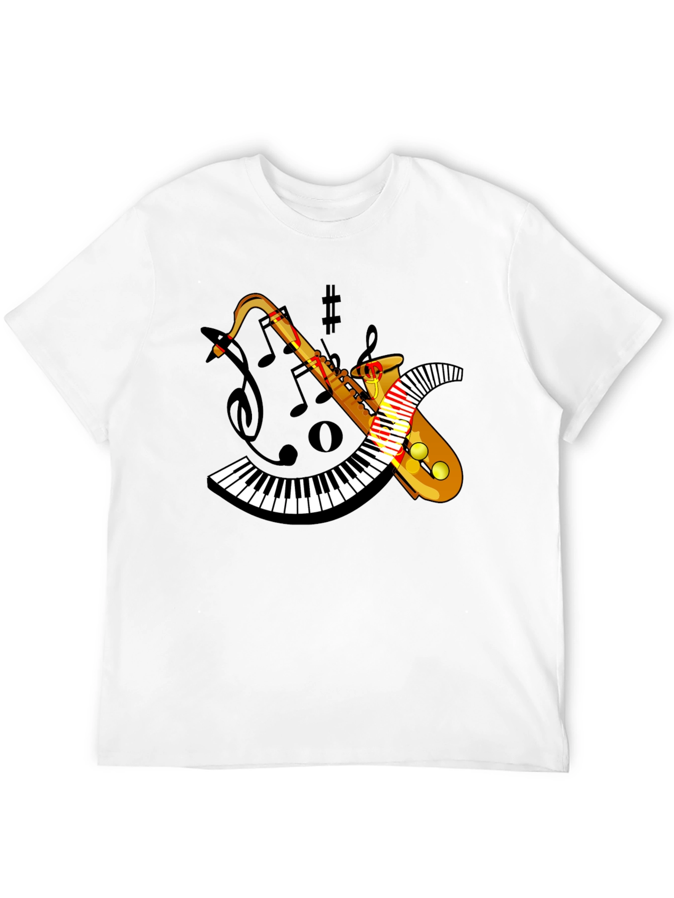 Saxophone Keyboard Graphic Black Tee