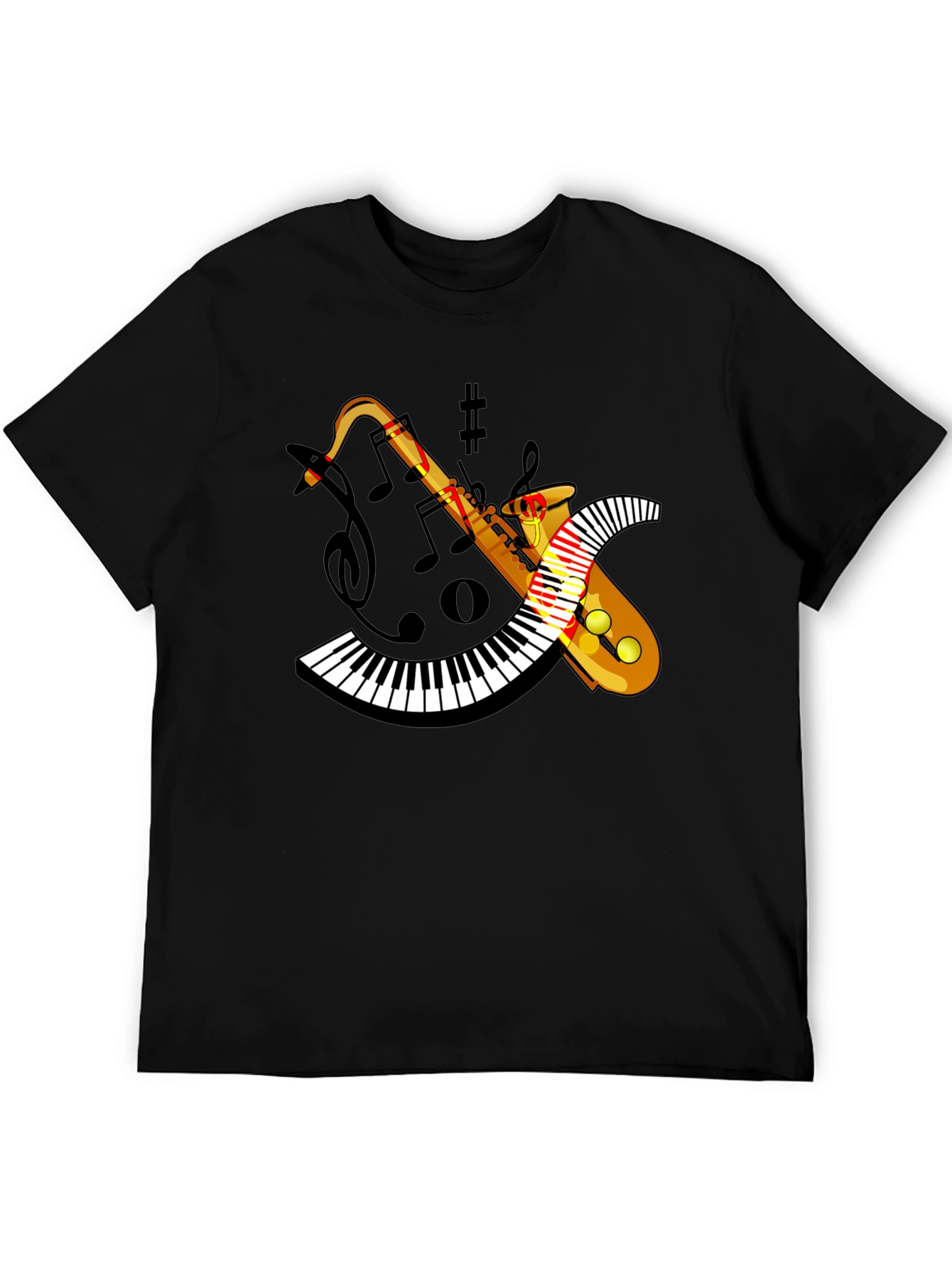 Saxophone Keyboard Graphic Black Tee