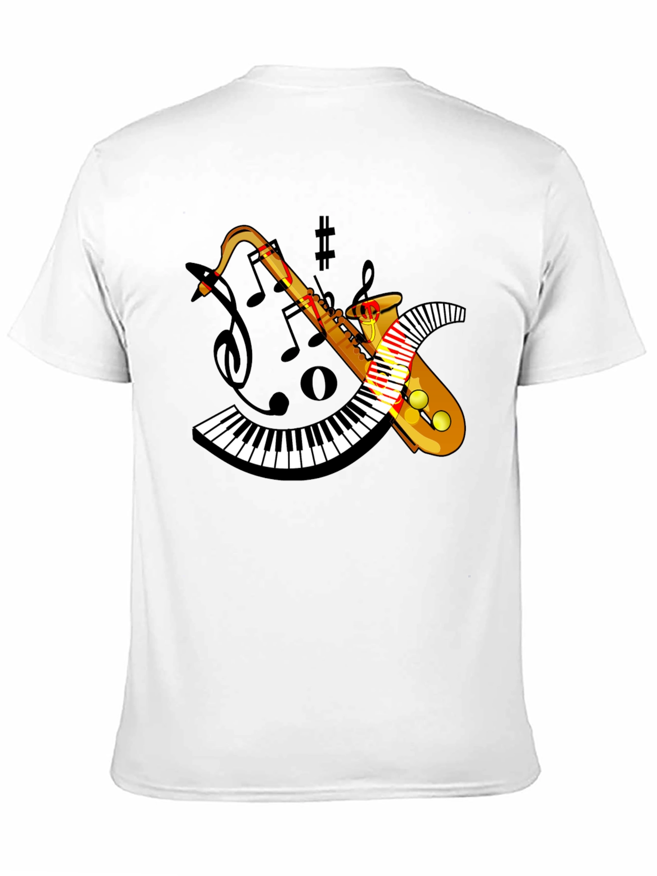 Saxophone Keyboard Graphic Black Tee