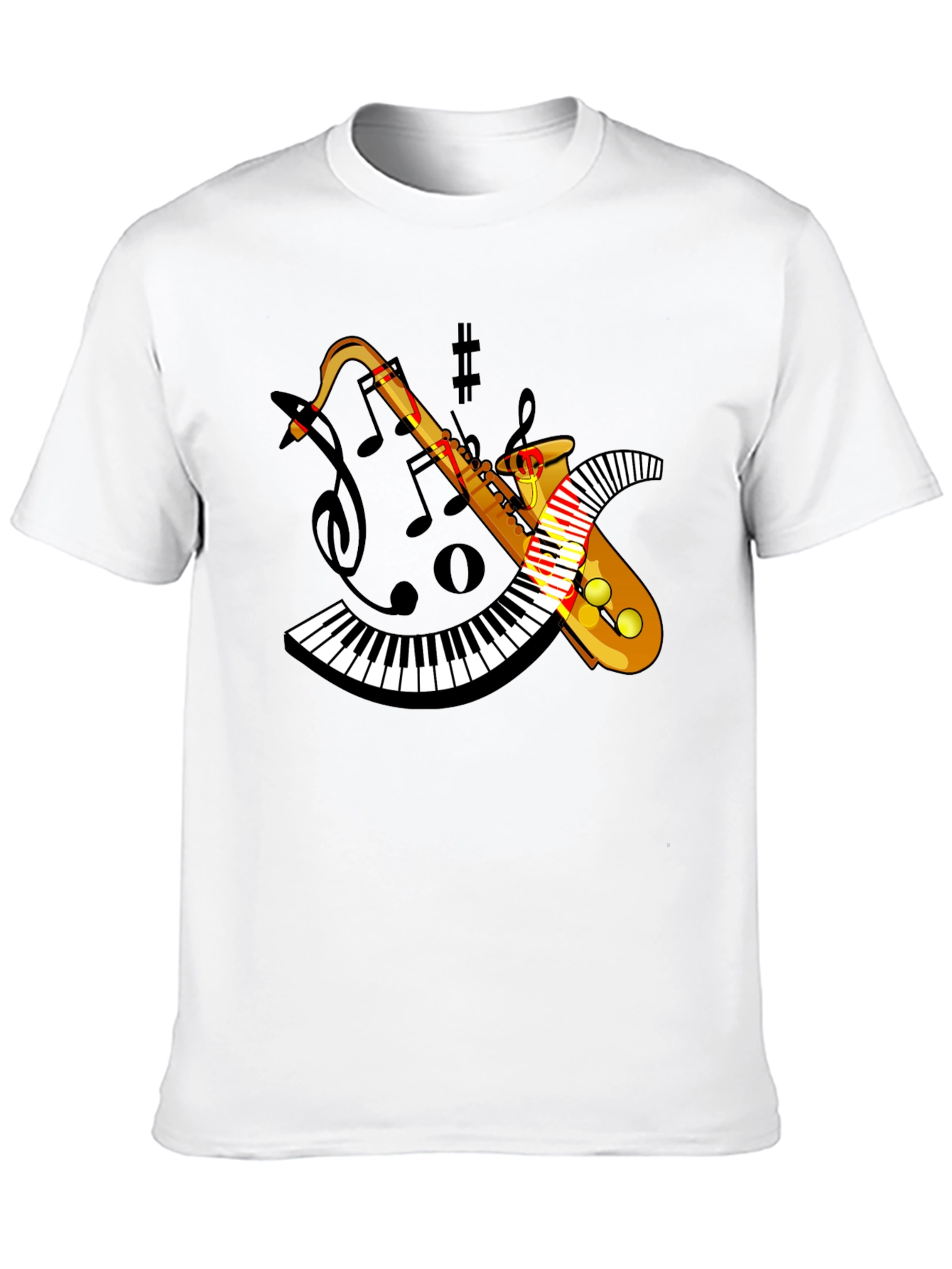 Saxophone Keyboard Graphic Black Tee