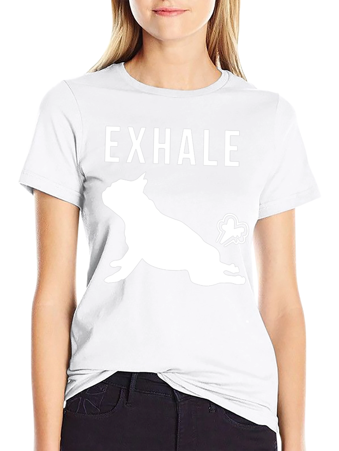 Exhale Dog Yoga Black Graphic T-Shirt