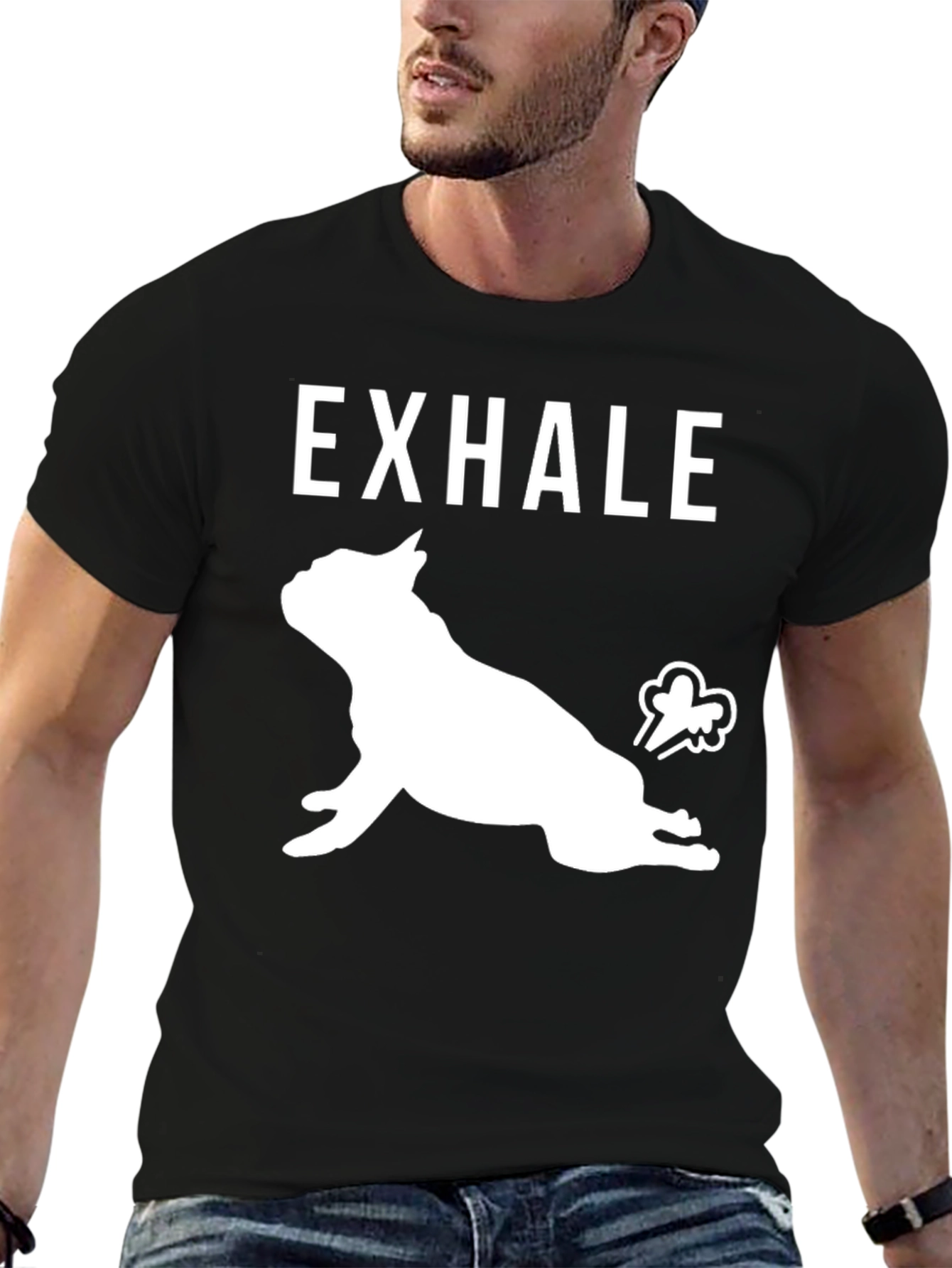 Exhale Dog Yoga Black Graphic T-Shirt