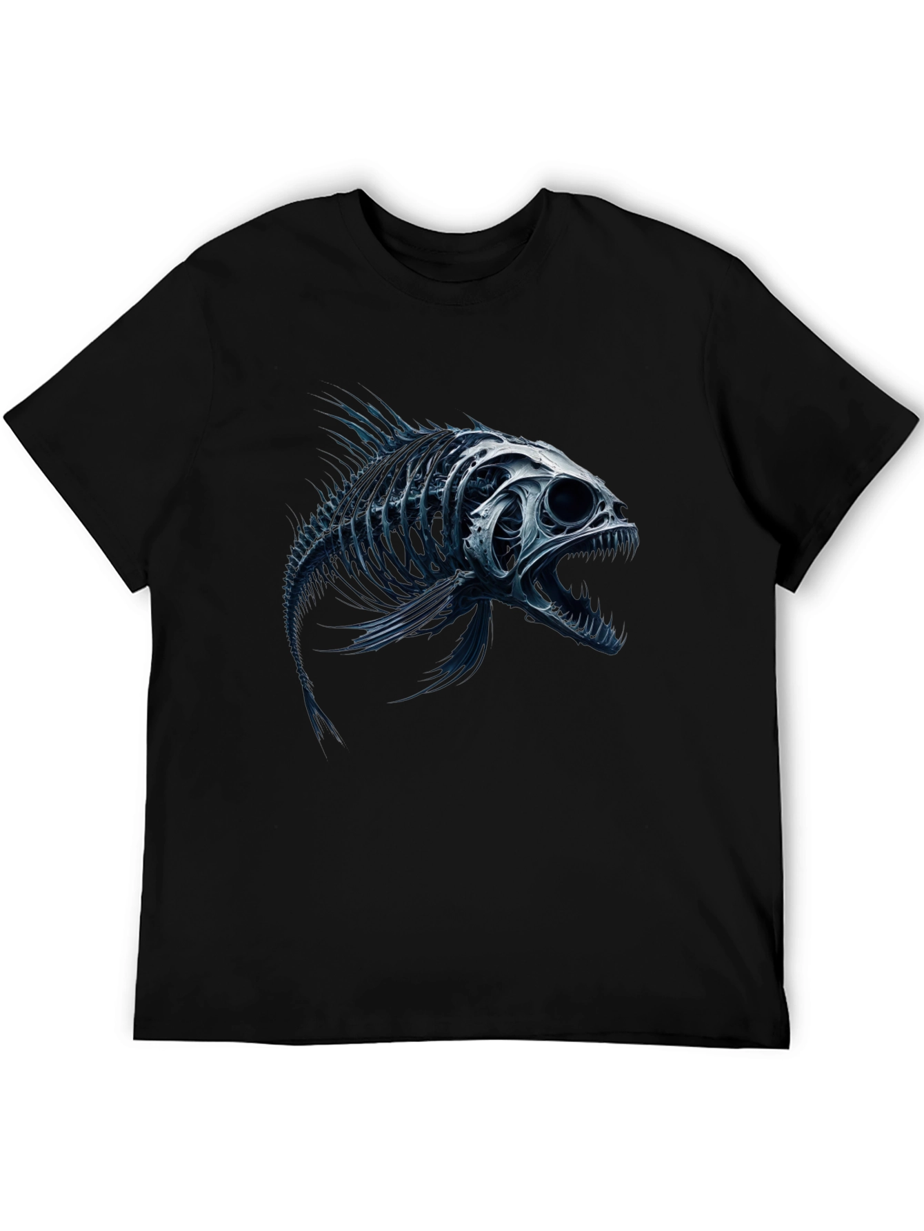 Fish Skeleton Graphic T-Shirt - Mens Black Tee