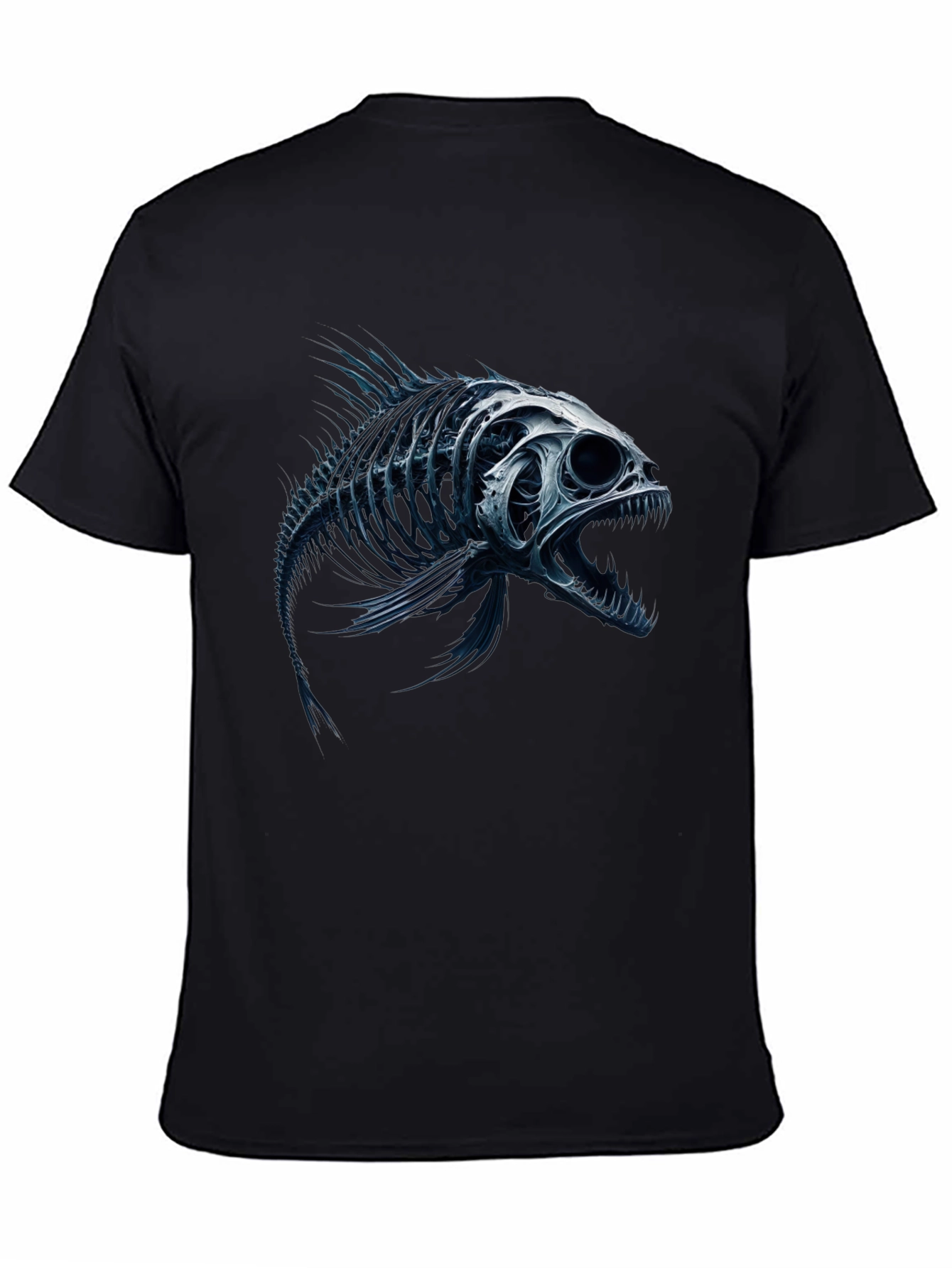 Fish Skeleton Graphic T-Shirt - Mens Black Tee