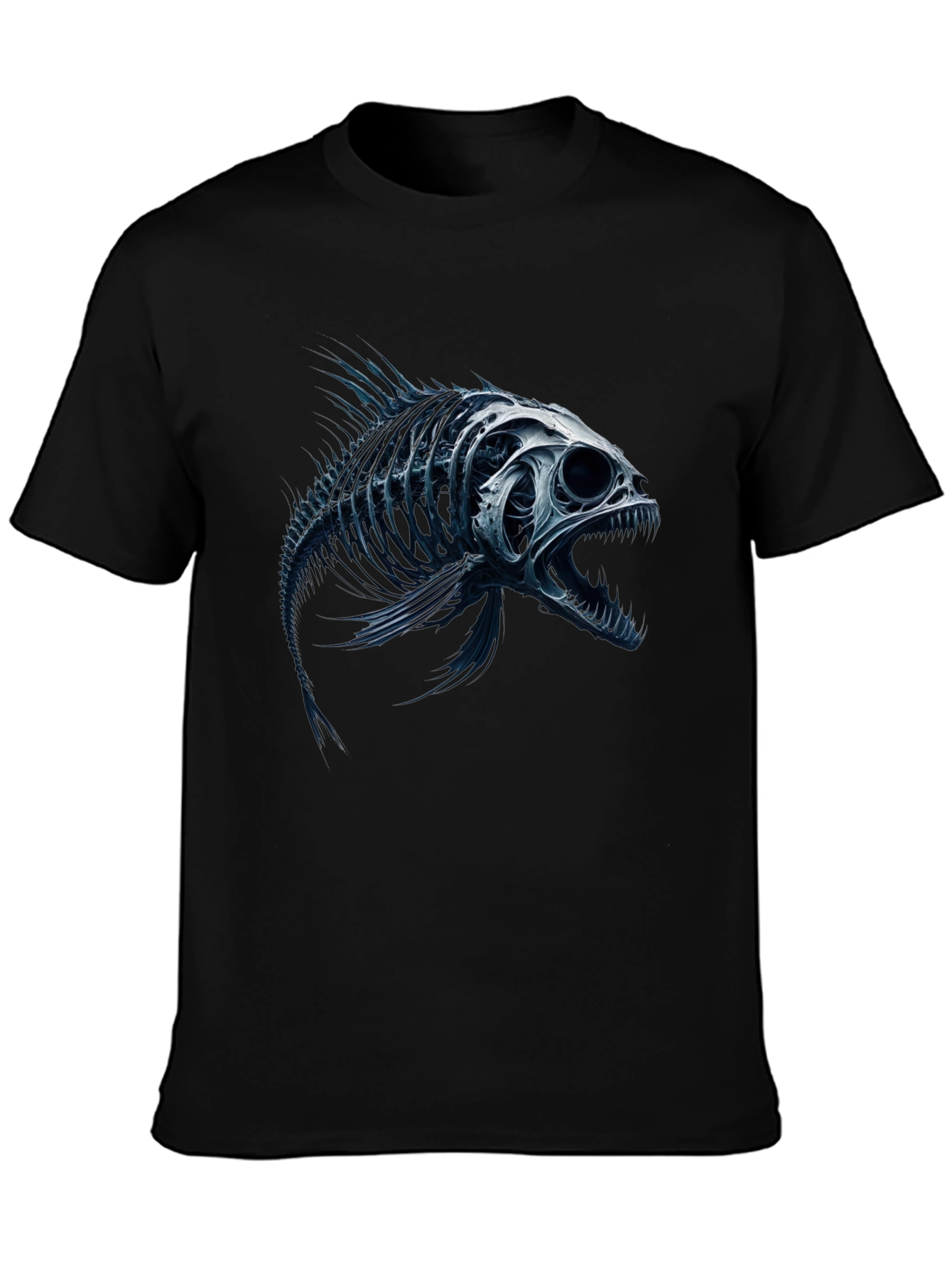 Fish Skeleton Graphic T-Shirt - Mens Black Tee
