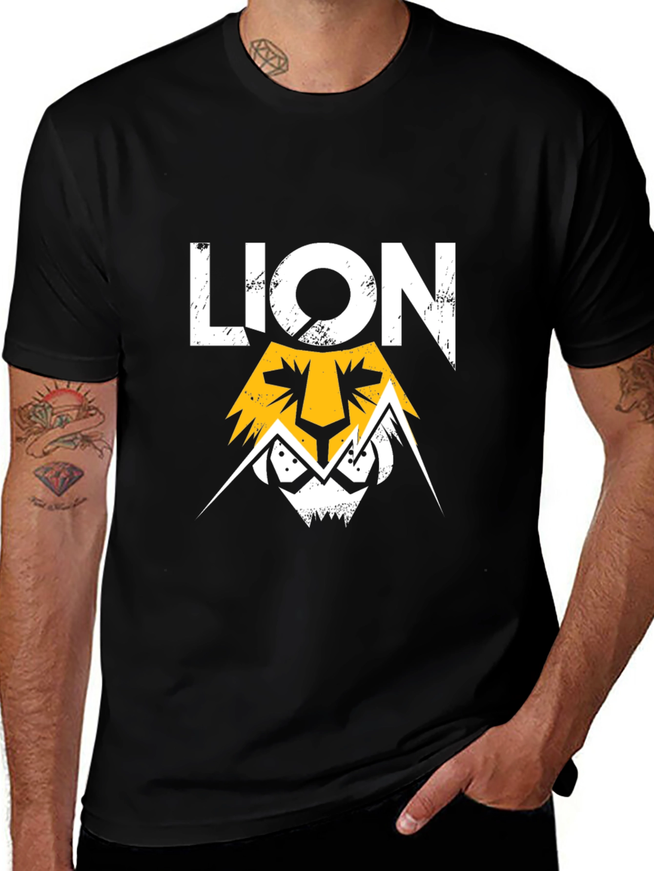Lion Graphic Print Black T-Shirt