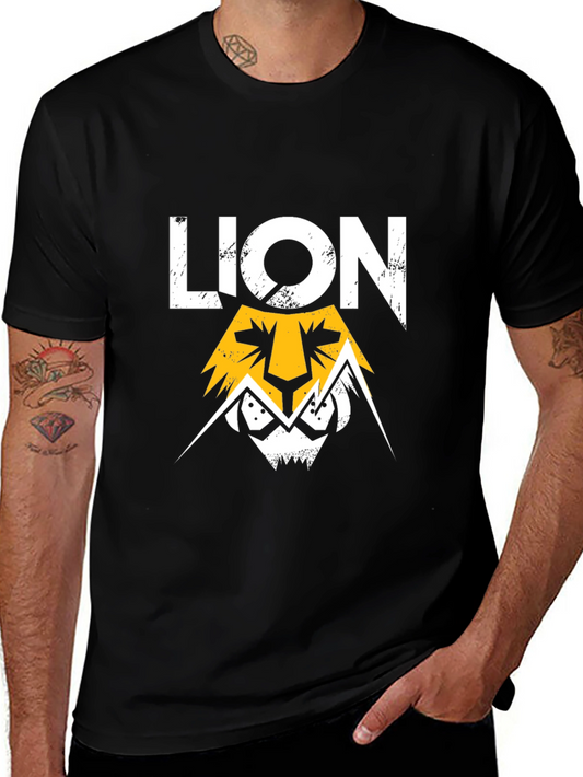 Lion Graphic Print Black T-Shirt