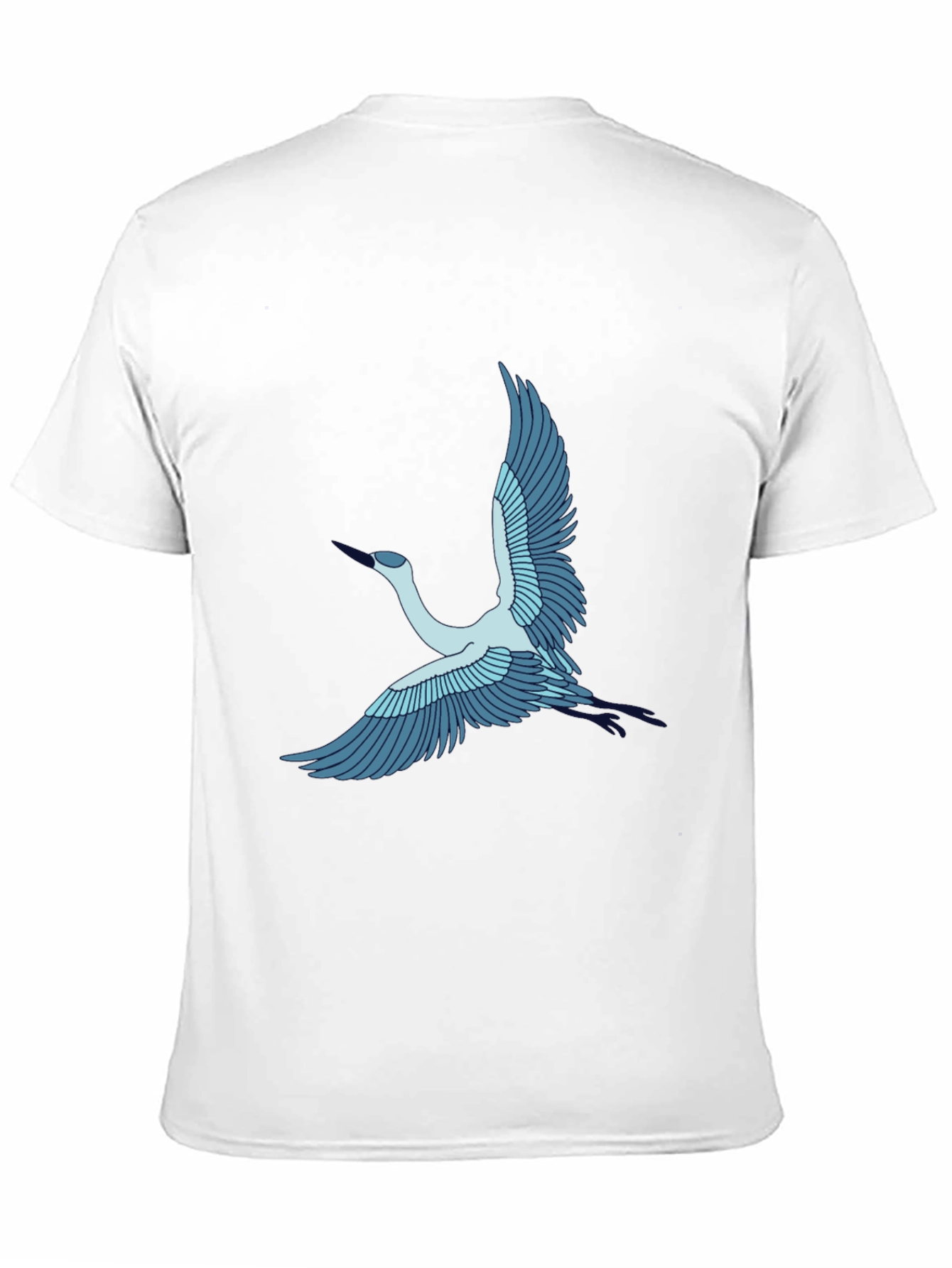 Crane Bird Graphic Tee - Black Cotton T-Shirt