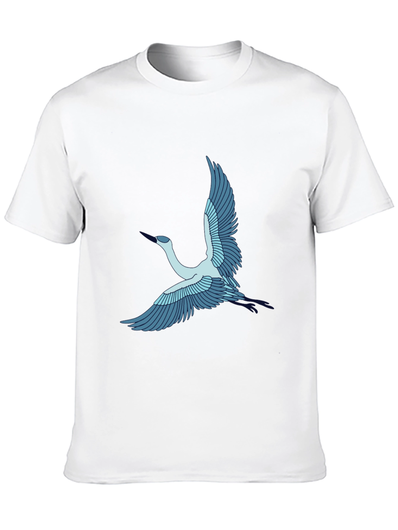 Crane Bird Graphic Tee - Black Cotton T-Shirt