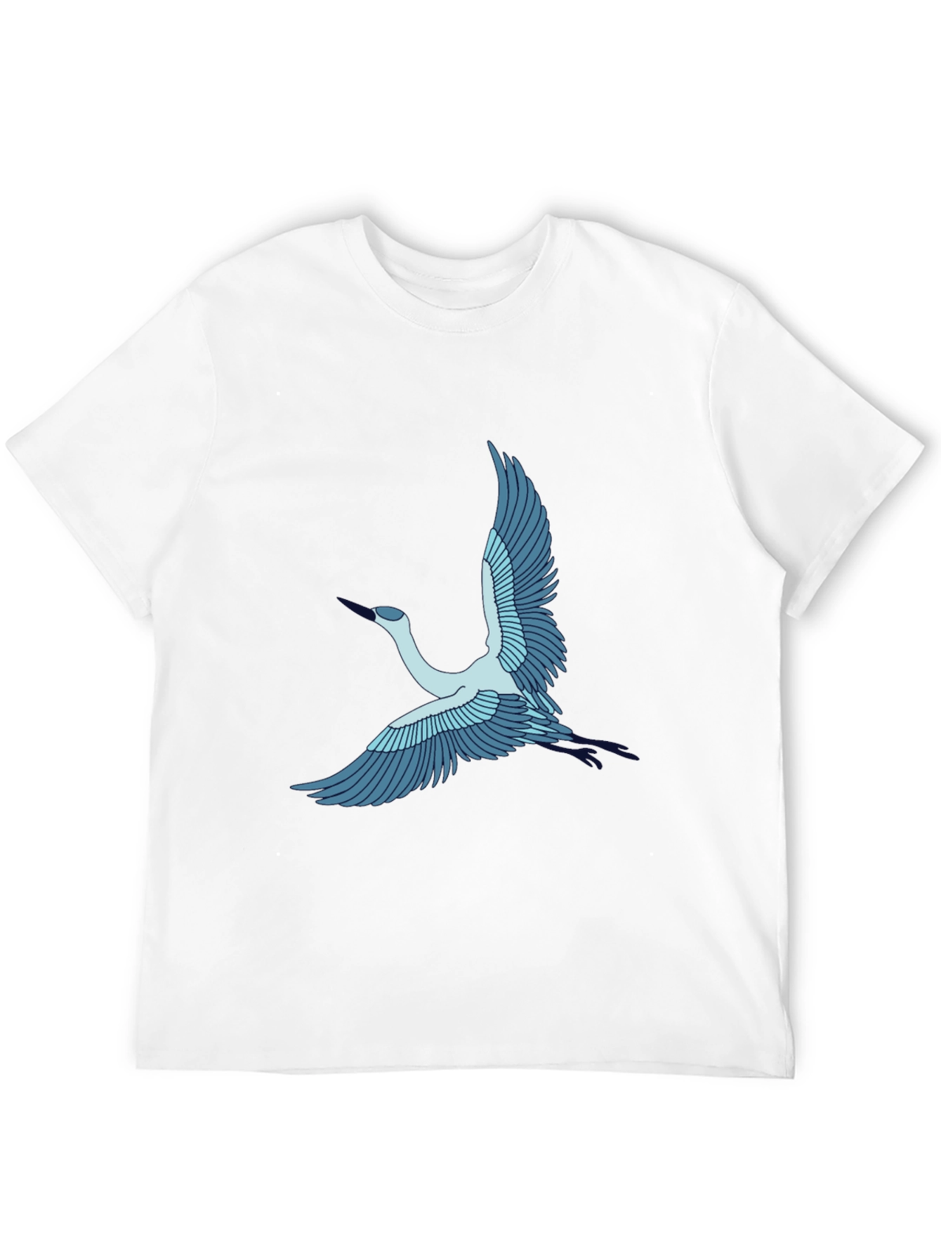 Crane Bird Graphic Tee - Black Cotton T-Shirt