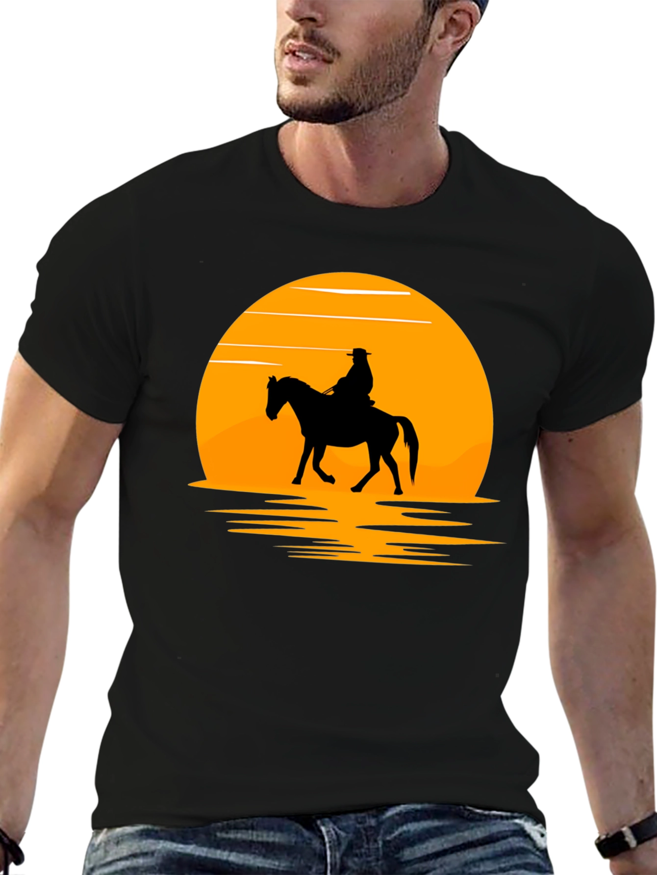 Sunset Rider Graphic Tee - Western Style