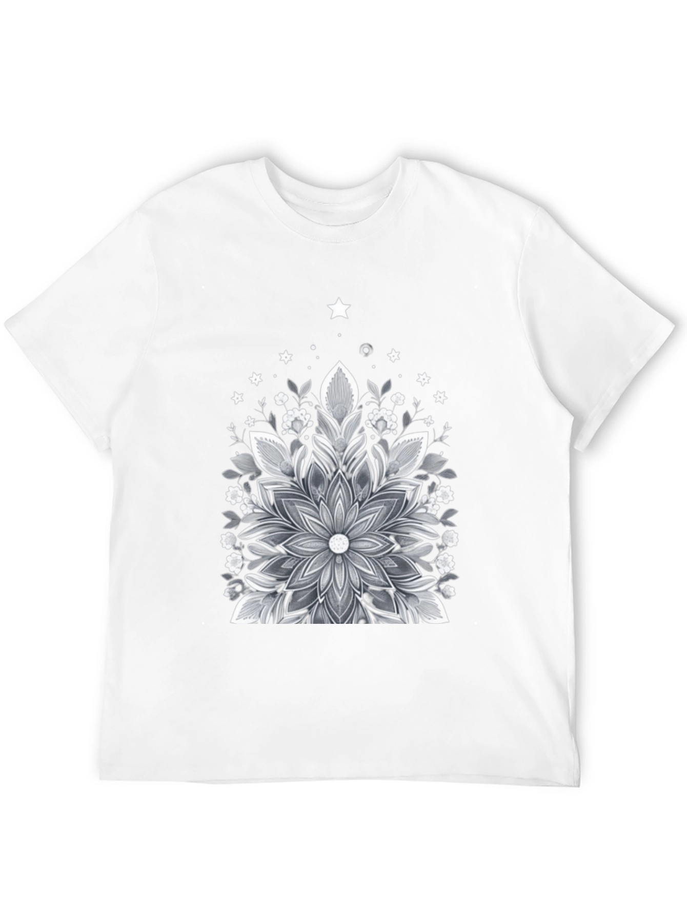 Floral Mandala Graphic Tee - Black Cotton Blend