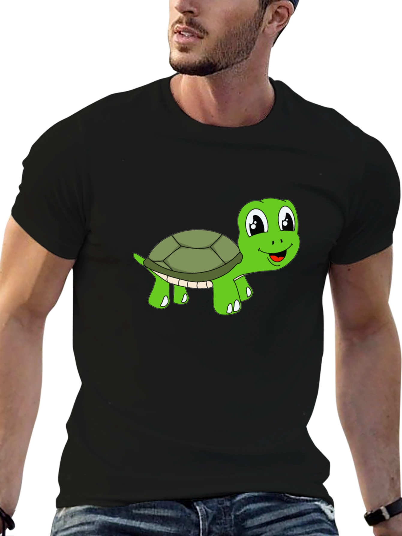 Cute Turtle Graphic T-Shirt - Black