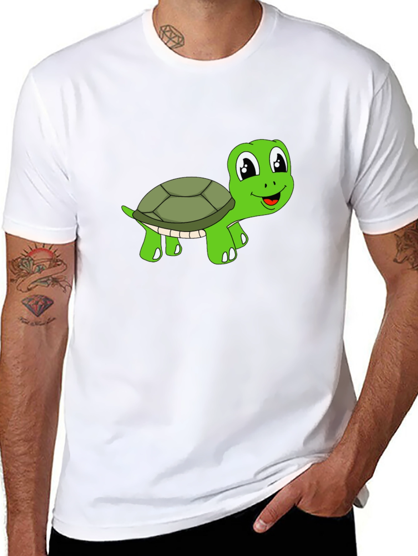 Cute Turtle Graphic T-Shirt - Black