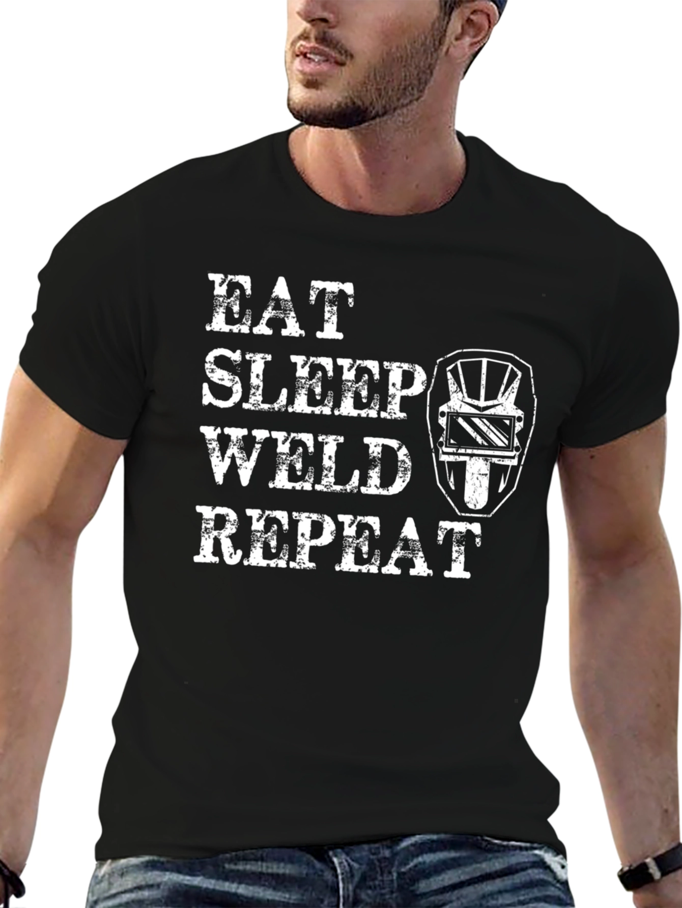 Eat Sleep Weld Repeat Black T-Shirt