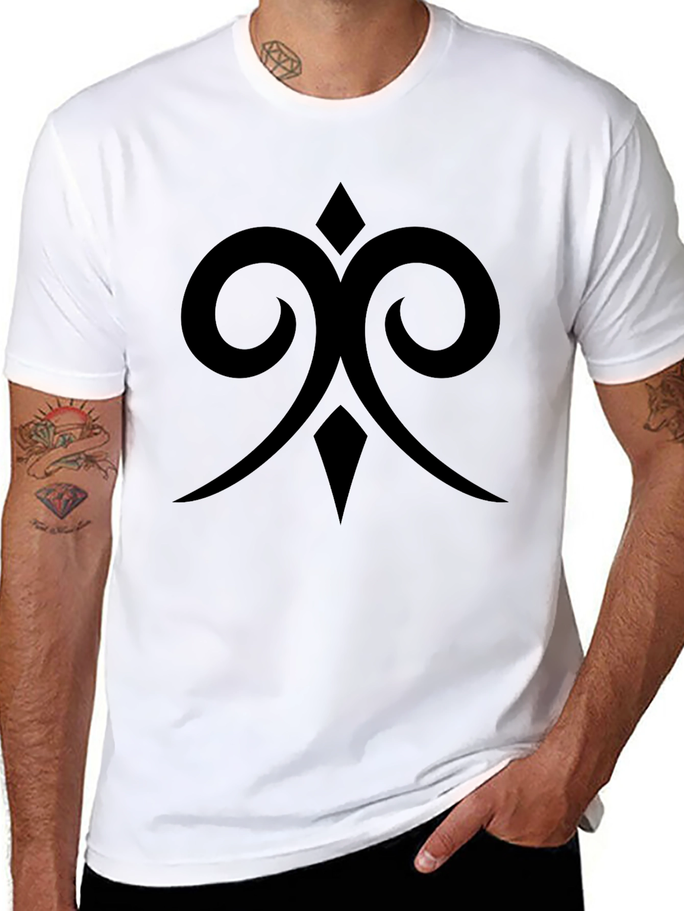 Mens Black Graphic Tee - Abstract Symbol Design