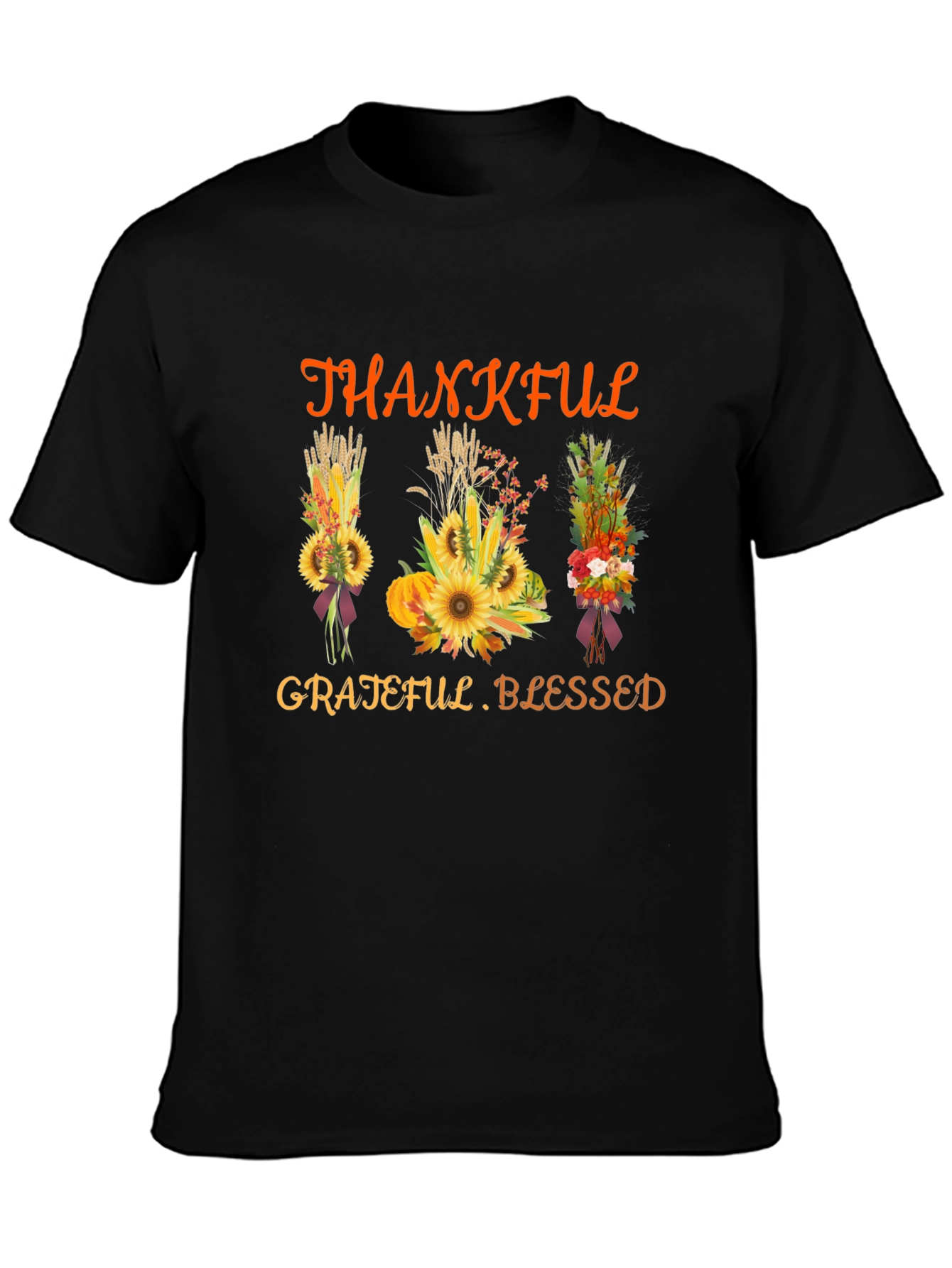 Thankful Grateful Blessed Thanksgiving Graphic Tee