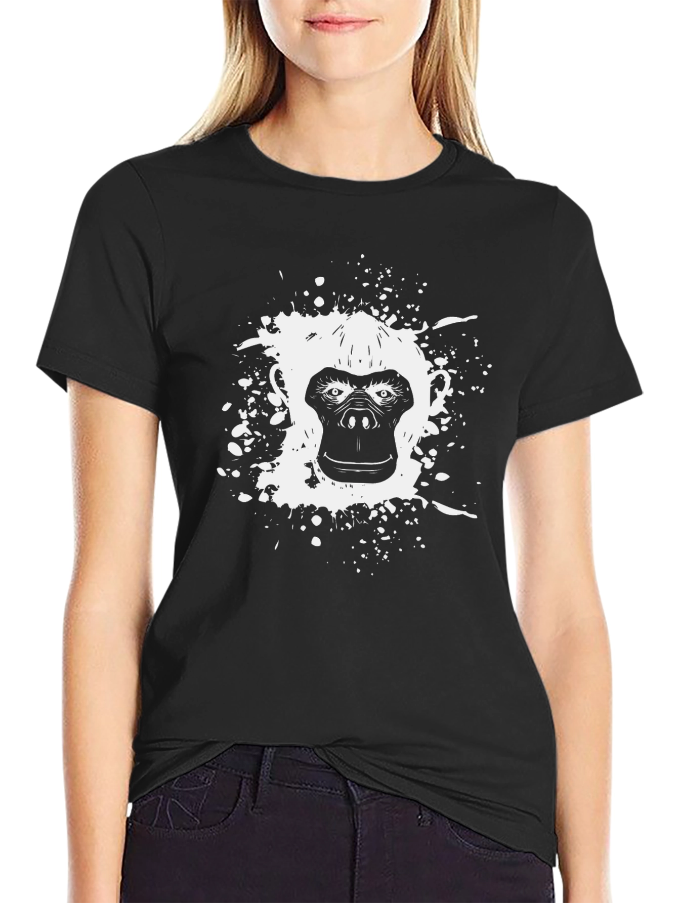Graphic Gorilla Tee - Black Cotton Comfort