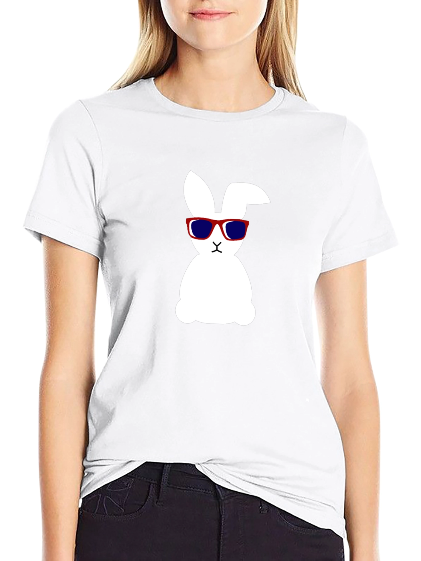 Cool Bunny Graphic Tee - Black Cotton Shirt