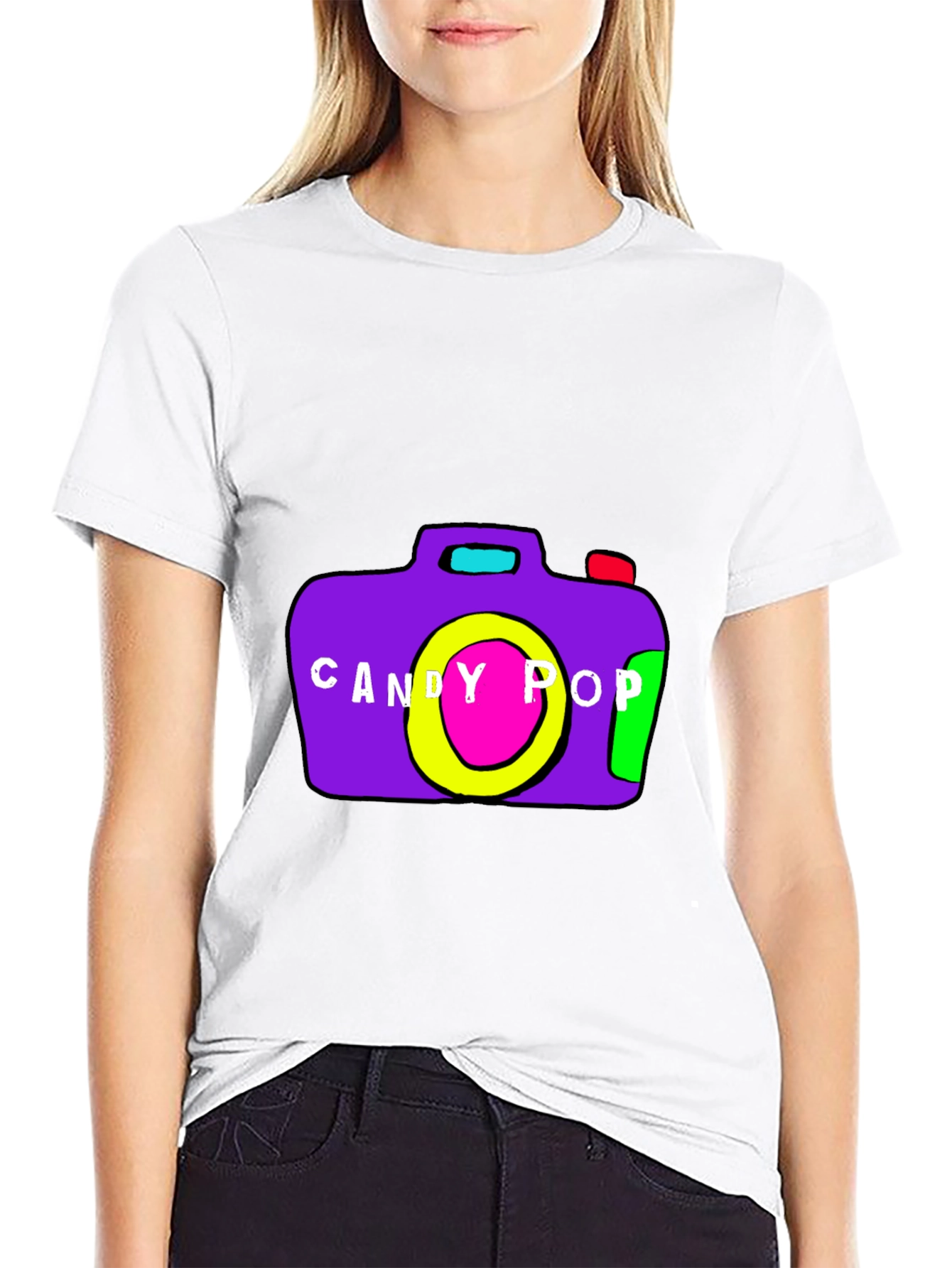 Candy Pop Camera Graphic Tee - Black