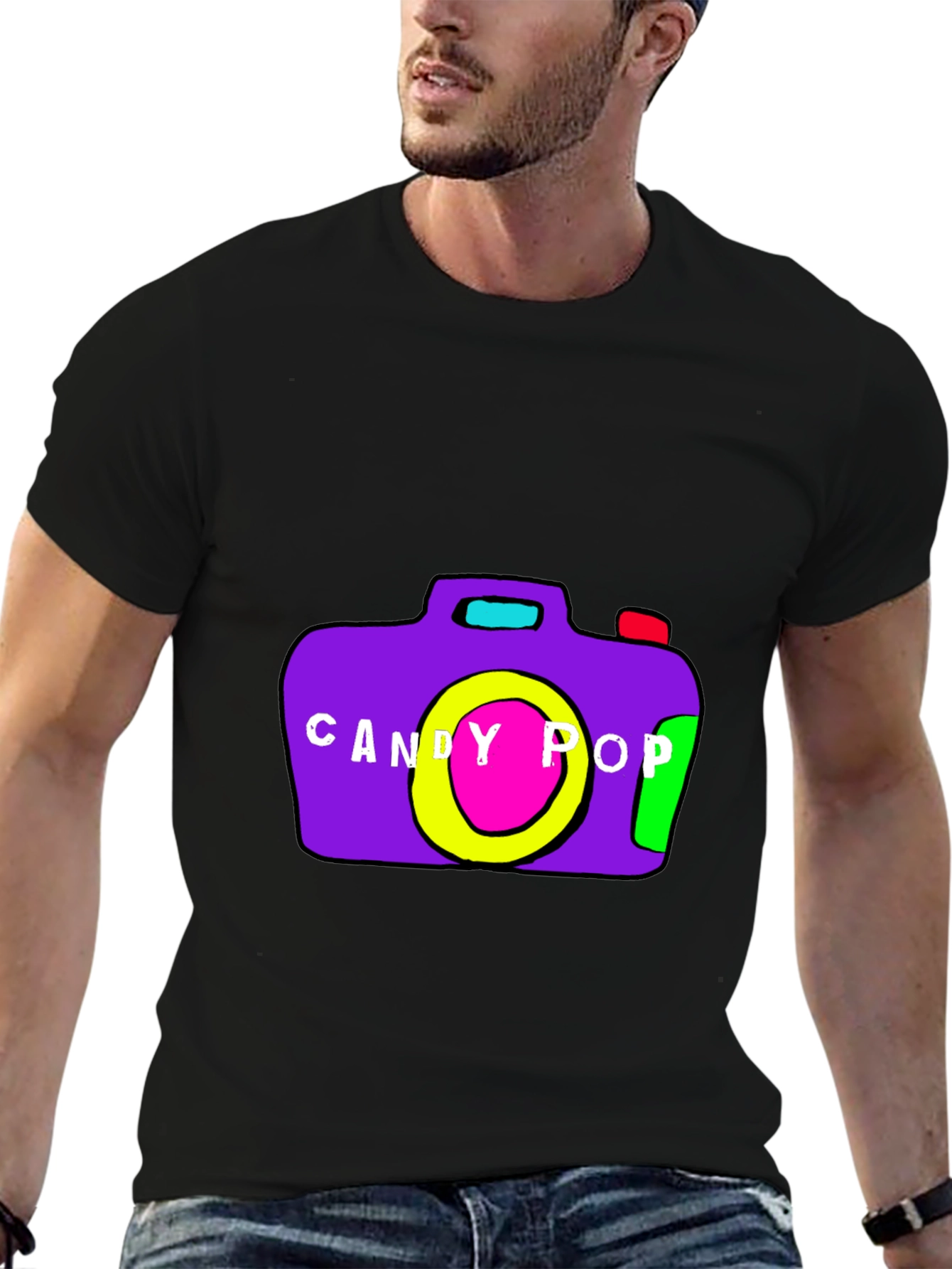 Candy Pop Camera Graphic Tee - Black