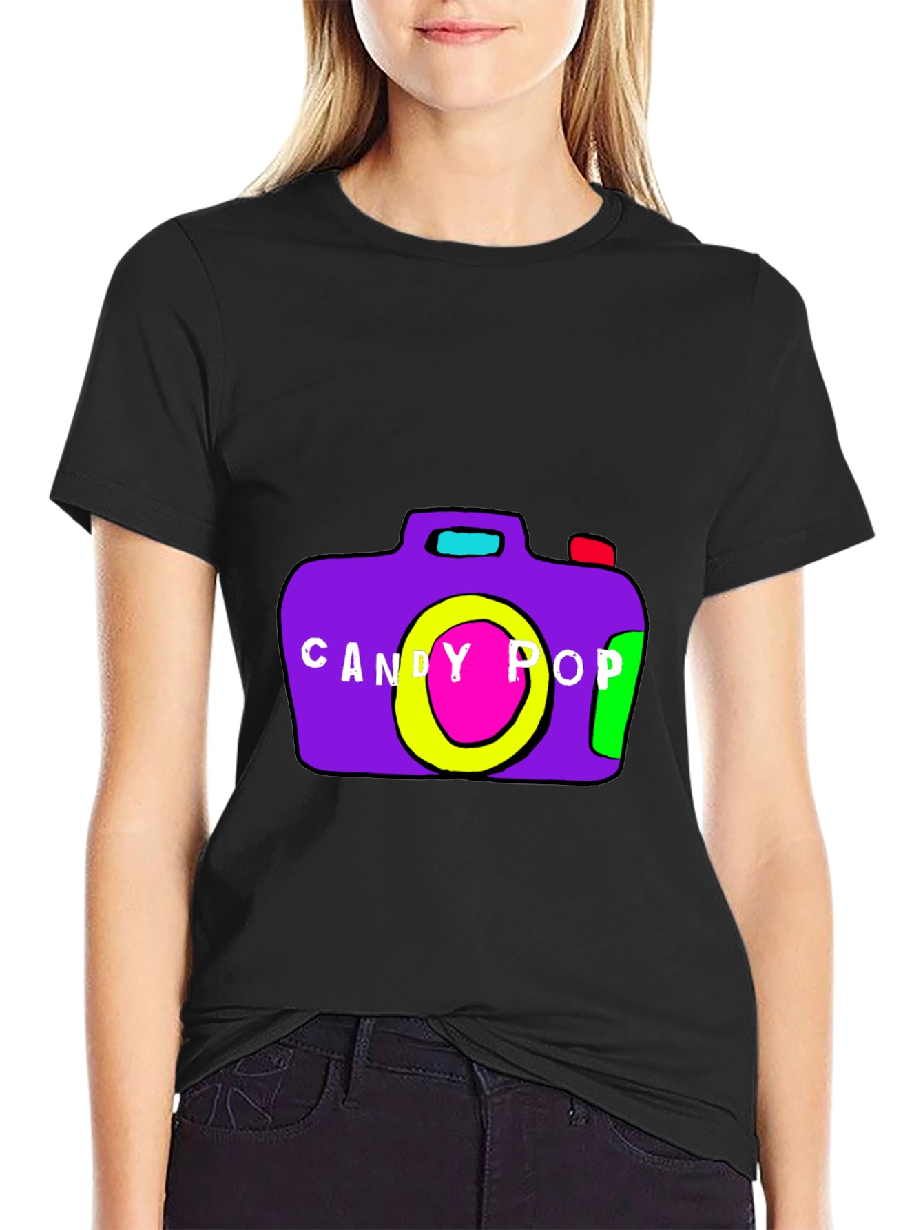 Candy Pop Camera Graphic Tee - Black