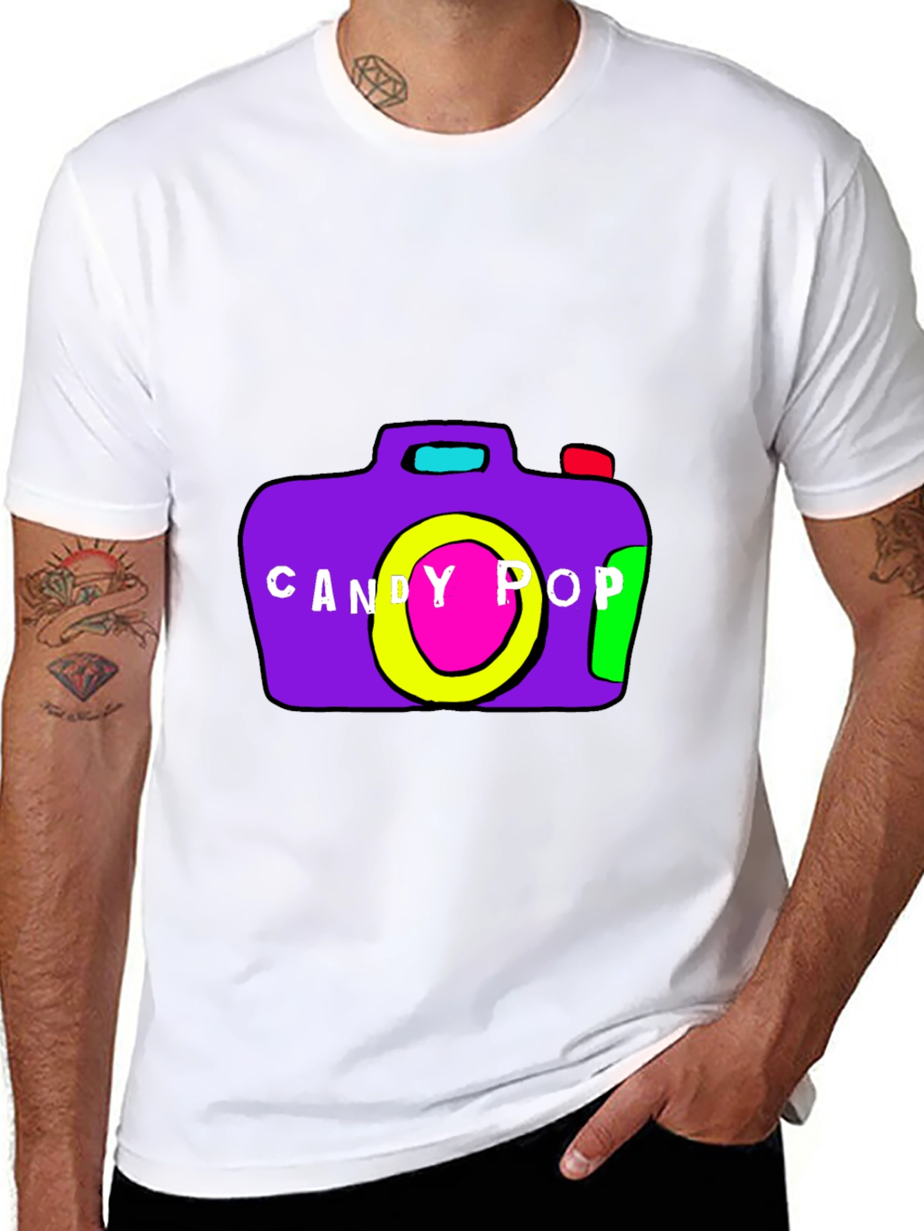 Candy Pop Camera Graphic Tee - Black