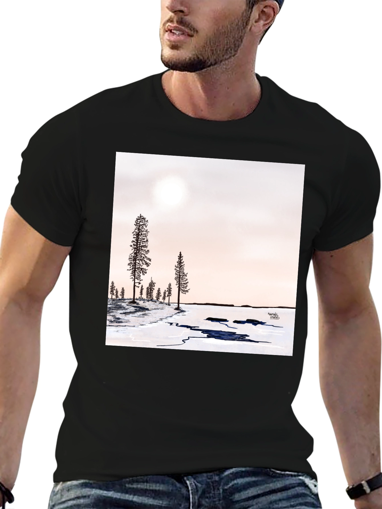 Winter Forest Graphic Tee - Black